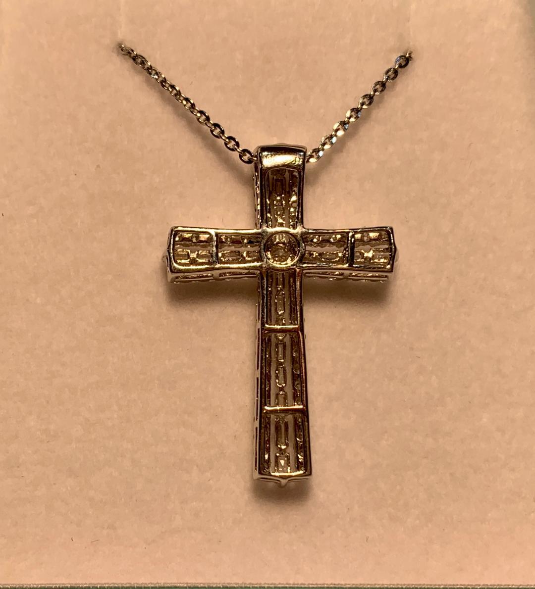 Heavenly 1.25 Carat Diamond Cross Pendant in 18K White Gold on White Gold Chain 4