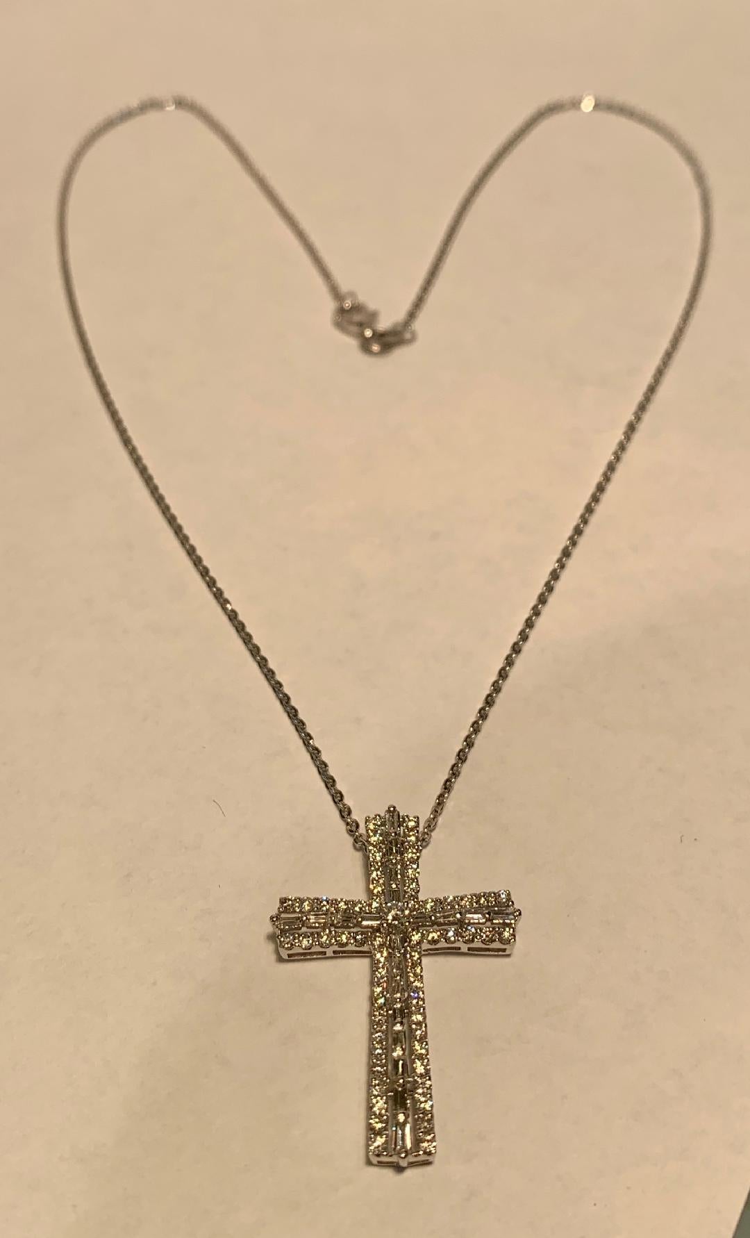 Heavenly 1.25 Carat Diamond Cross Pendant in 18K White Gold on White Gold Chain 2