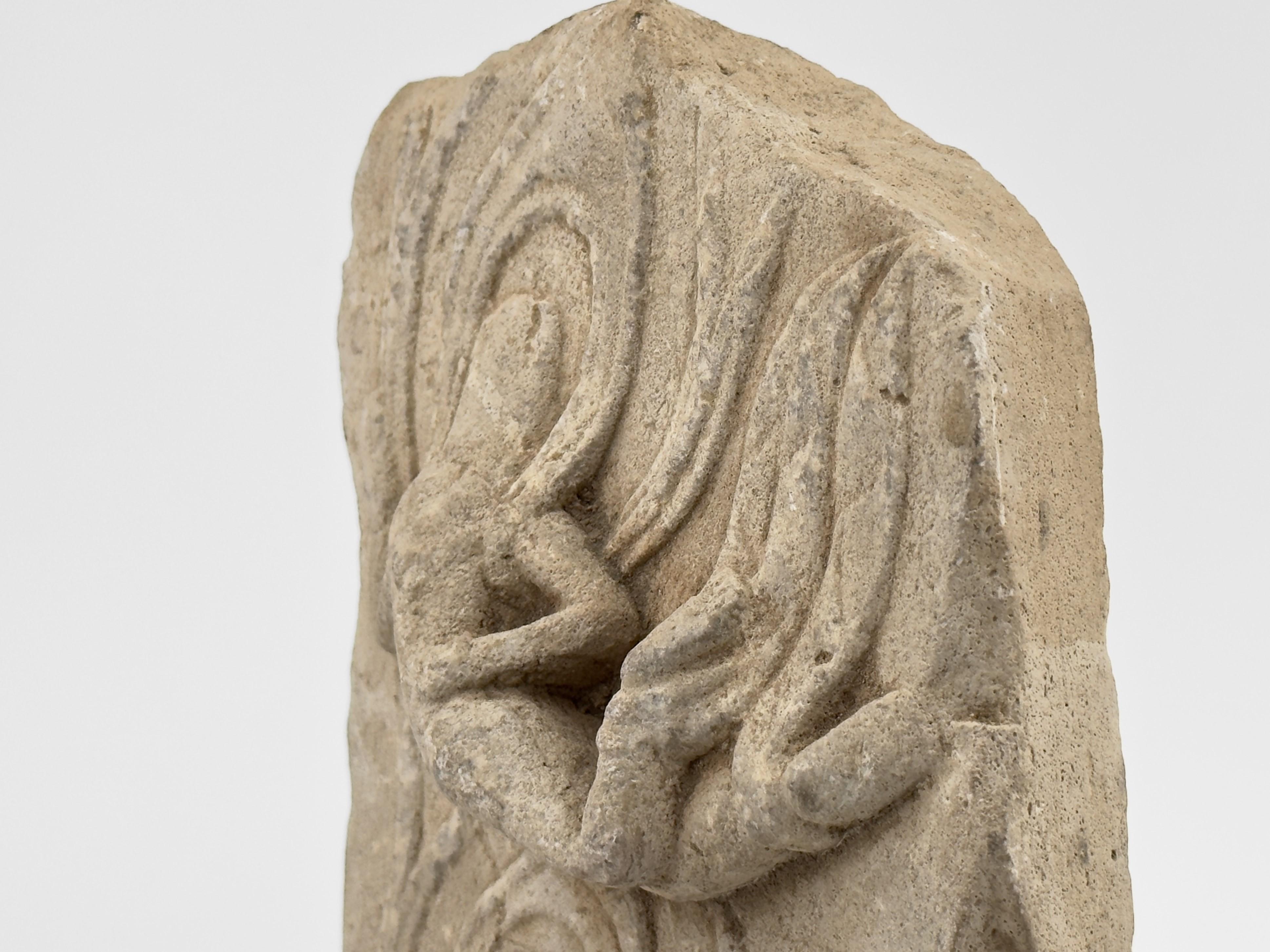 Han Heavenly Beings Carved Limestone Stele Fragment, Northern/Eastern Wei Dynasty For Sale
