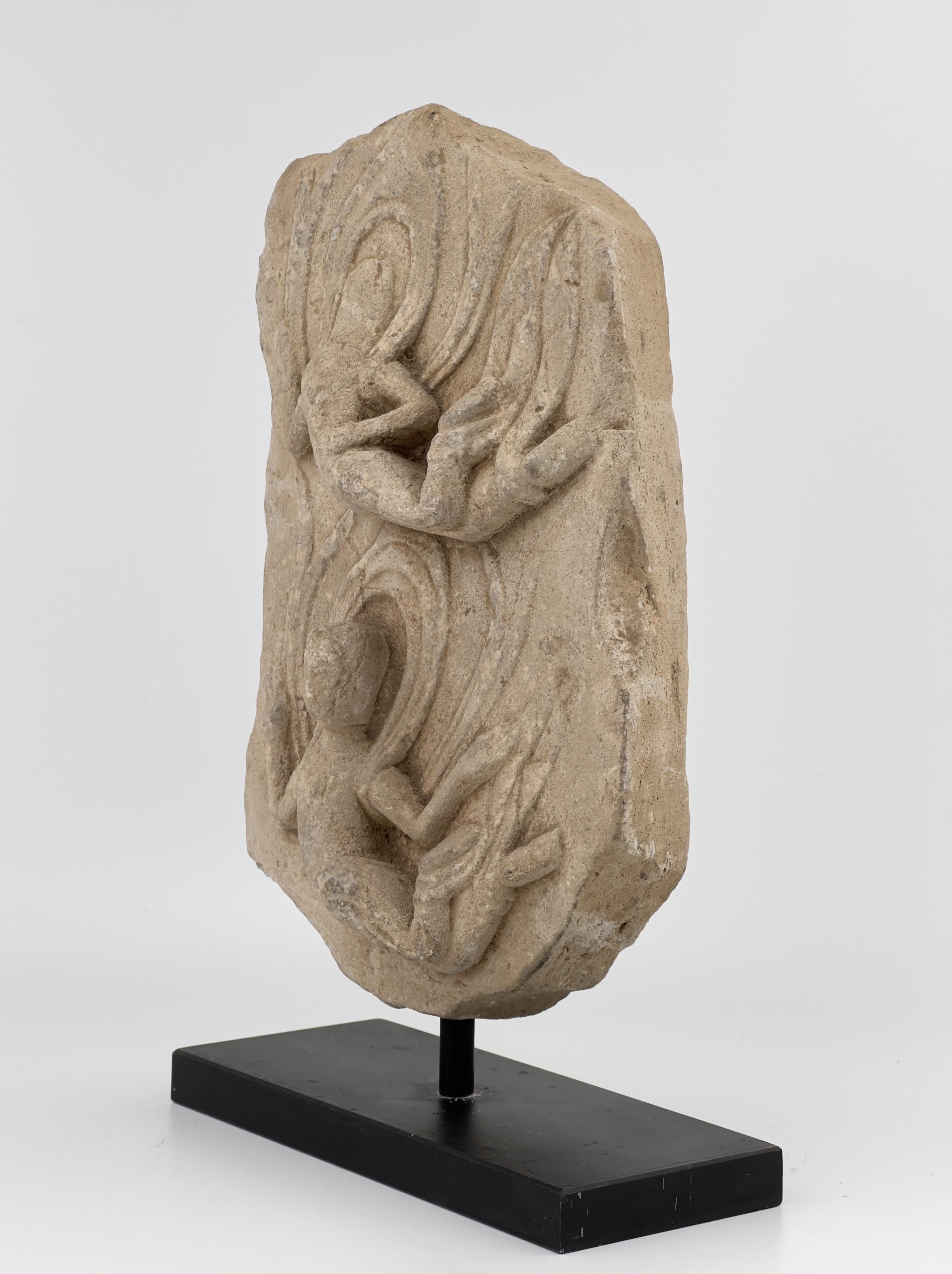 Heavenly Beings Carved Limestone Stele Fragment, Northern/Eastern Wei Dynasty For Sale 2