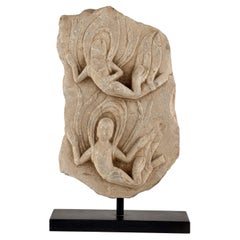 Heavenly Beings Carved Limestone Stele Fragment, Northern/Eastern Wei Dynasty