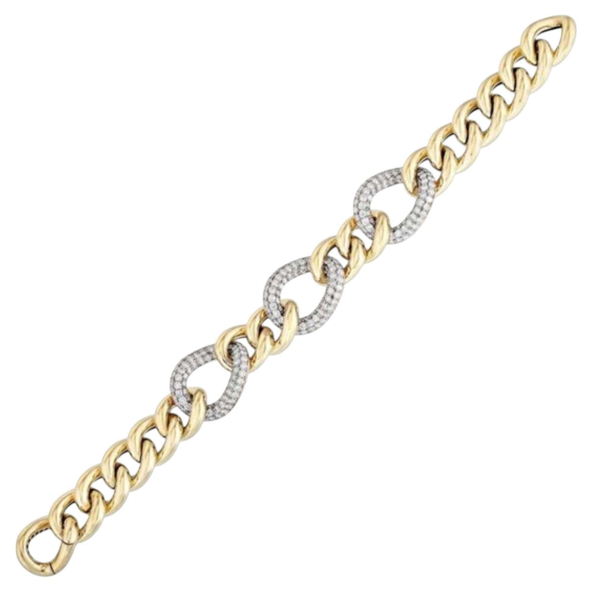 Heavenly Diamond 14K (or 18k upon request) Yellow Gold Link Chain Bracelet For Sale