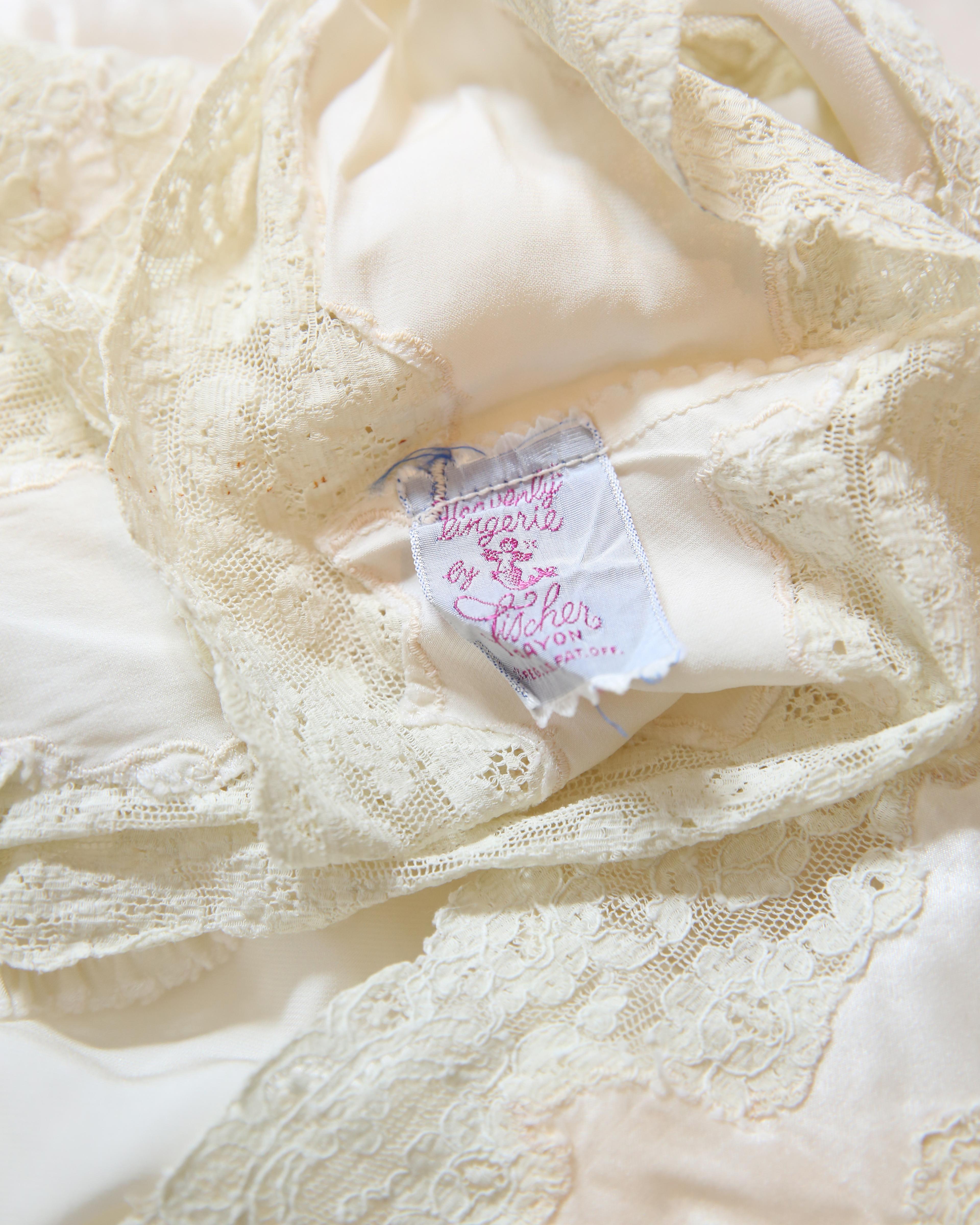 Heavenly Fischer vintage 40s silk white ivory lace wedding night gown slip dress 11
