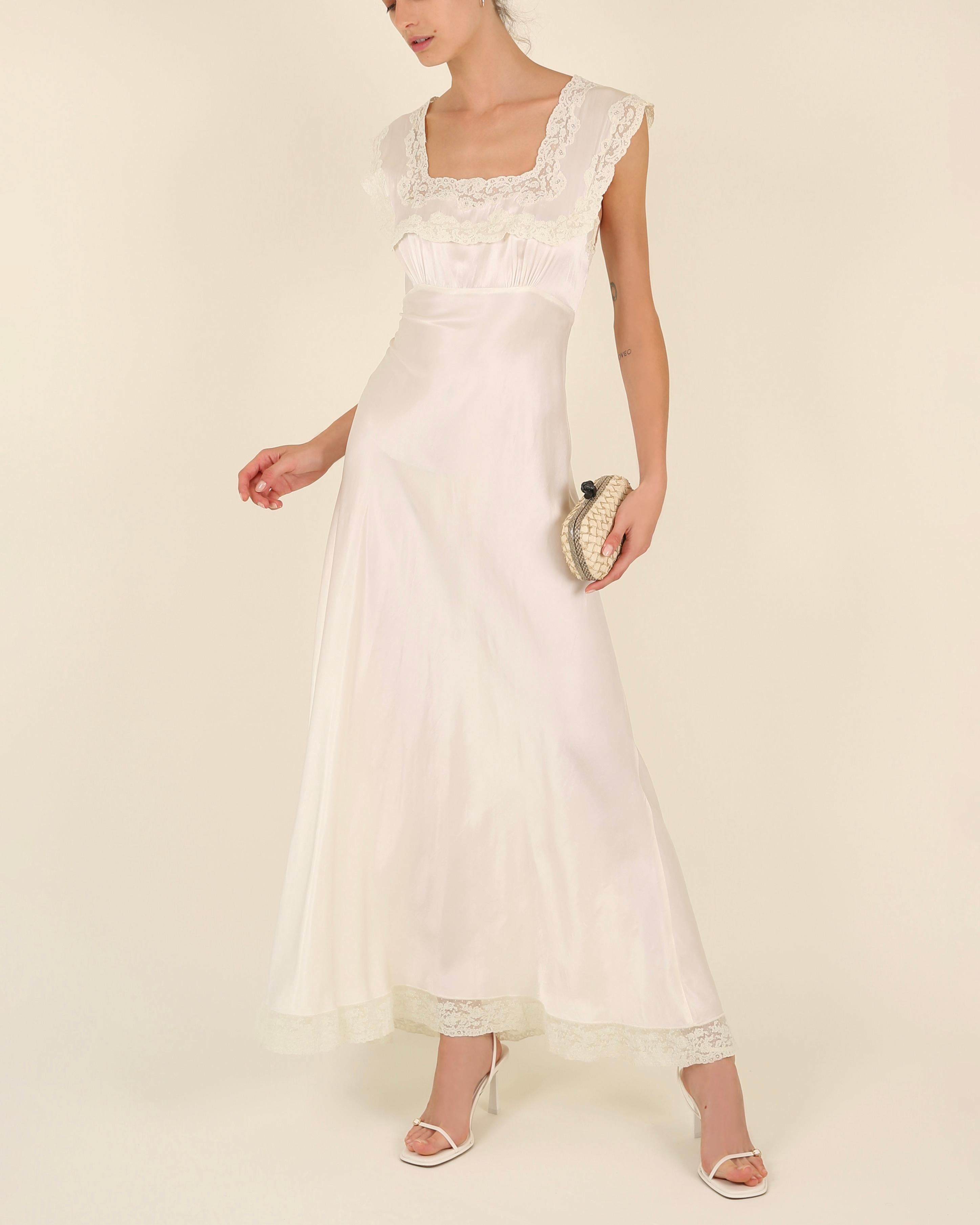 Heavenly Fischer vintage 40s silk white ivory lace wedding night gown slip dress 1