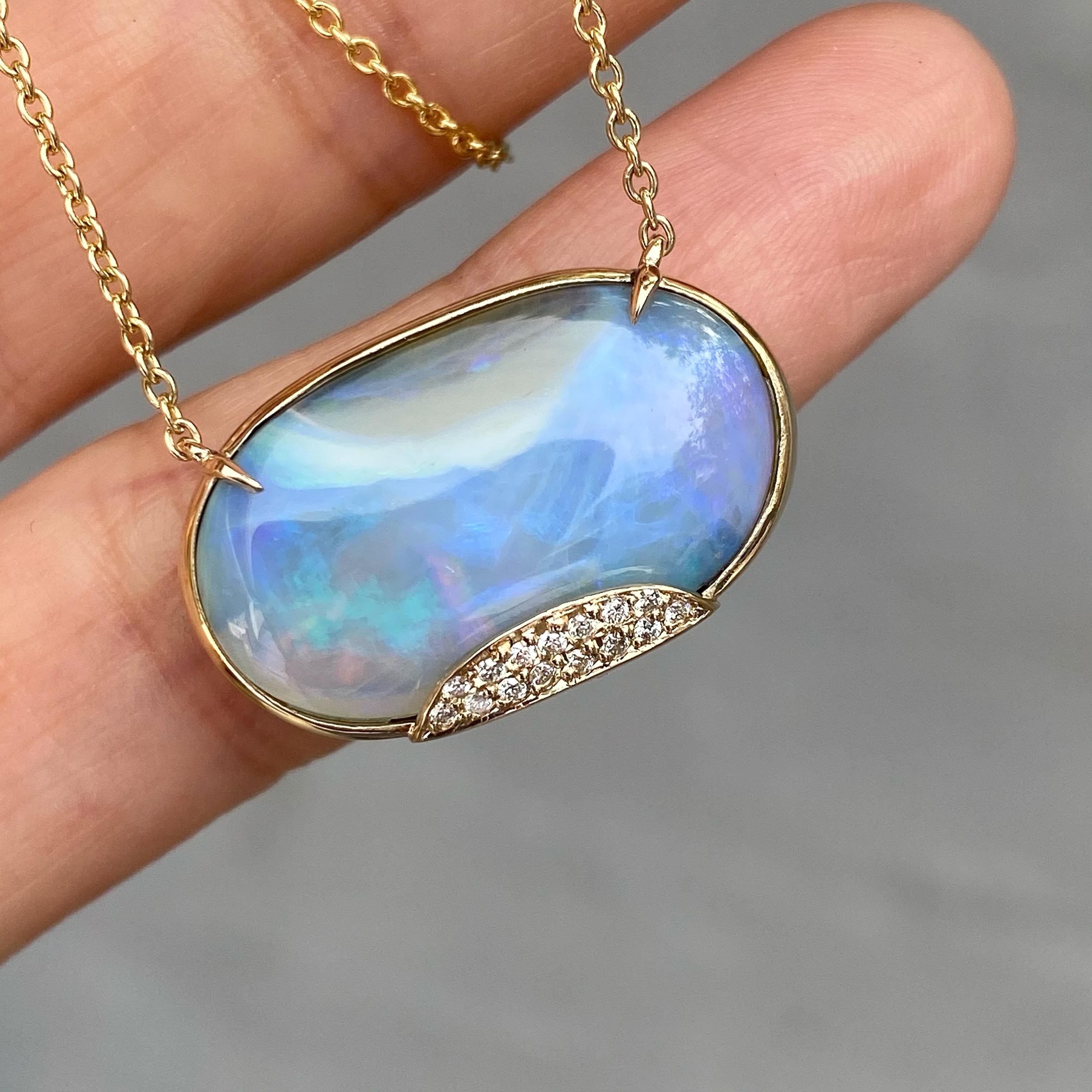 Contemporary Heaven's Muse Gold Australian Boulder Opal Necklace with Diamonds, NIXIN Jewelry For Sale