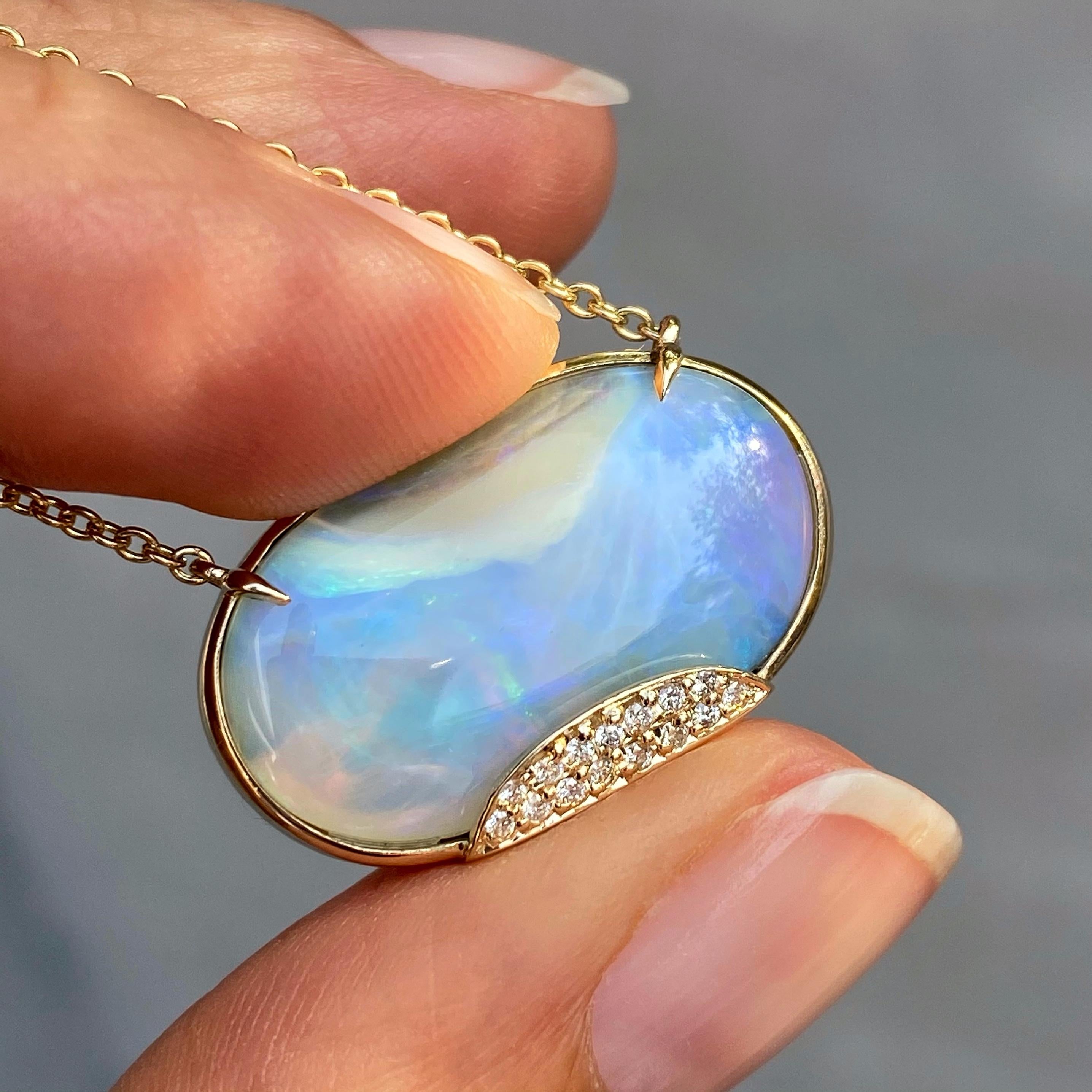 Women's Heaven's Muse Gold Australian Boulder Opal Necklace with Diamonds, NIXIN Jewelry For Sale