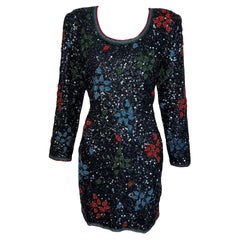 Heavily Beaded & Sequined Tunic Micro Dress, 1980s