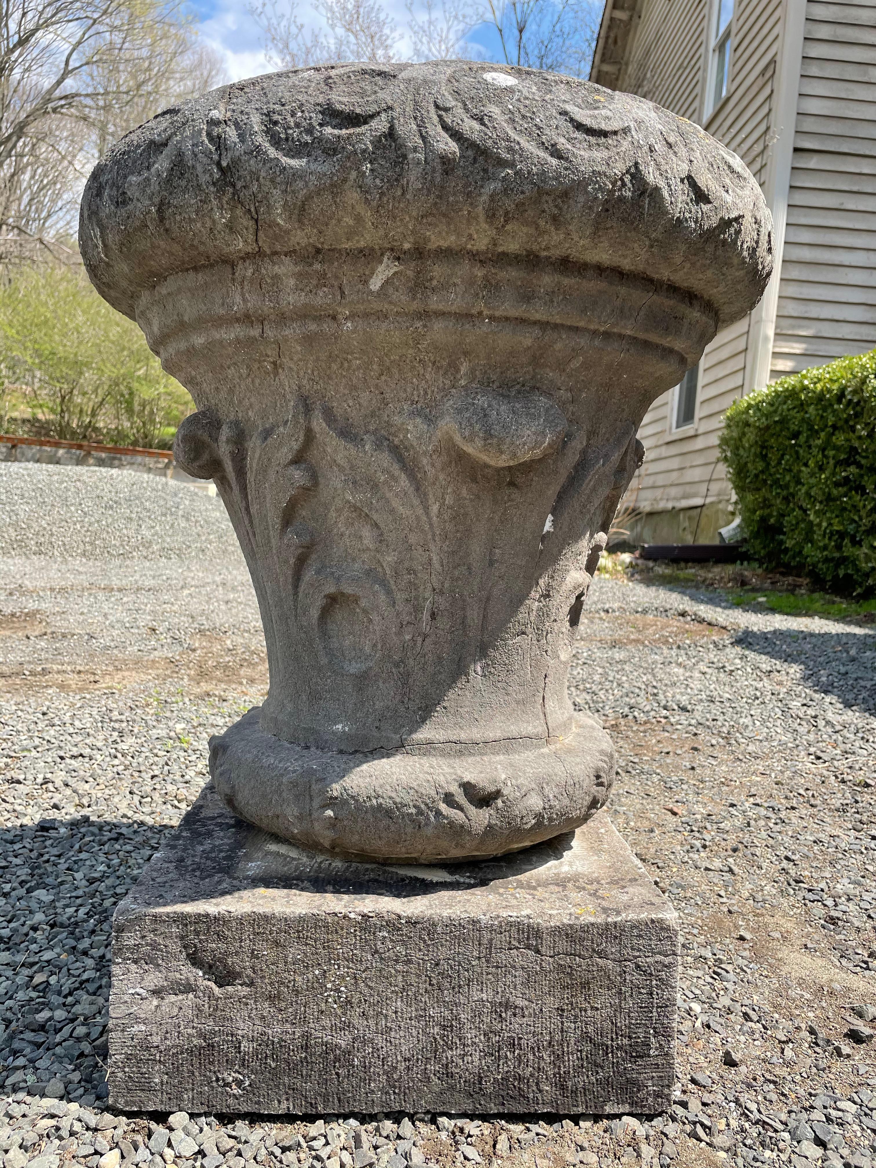 Heavily-Carved 18th C Belgian Bluestone Table Base 4