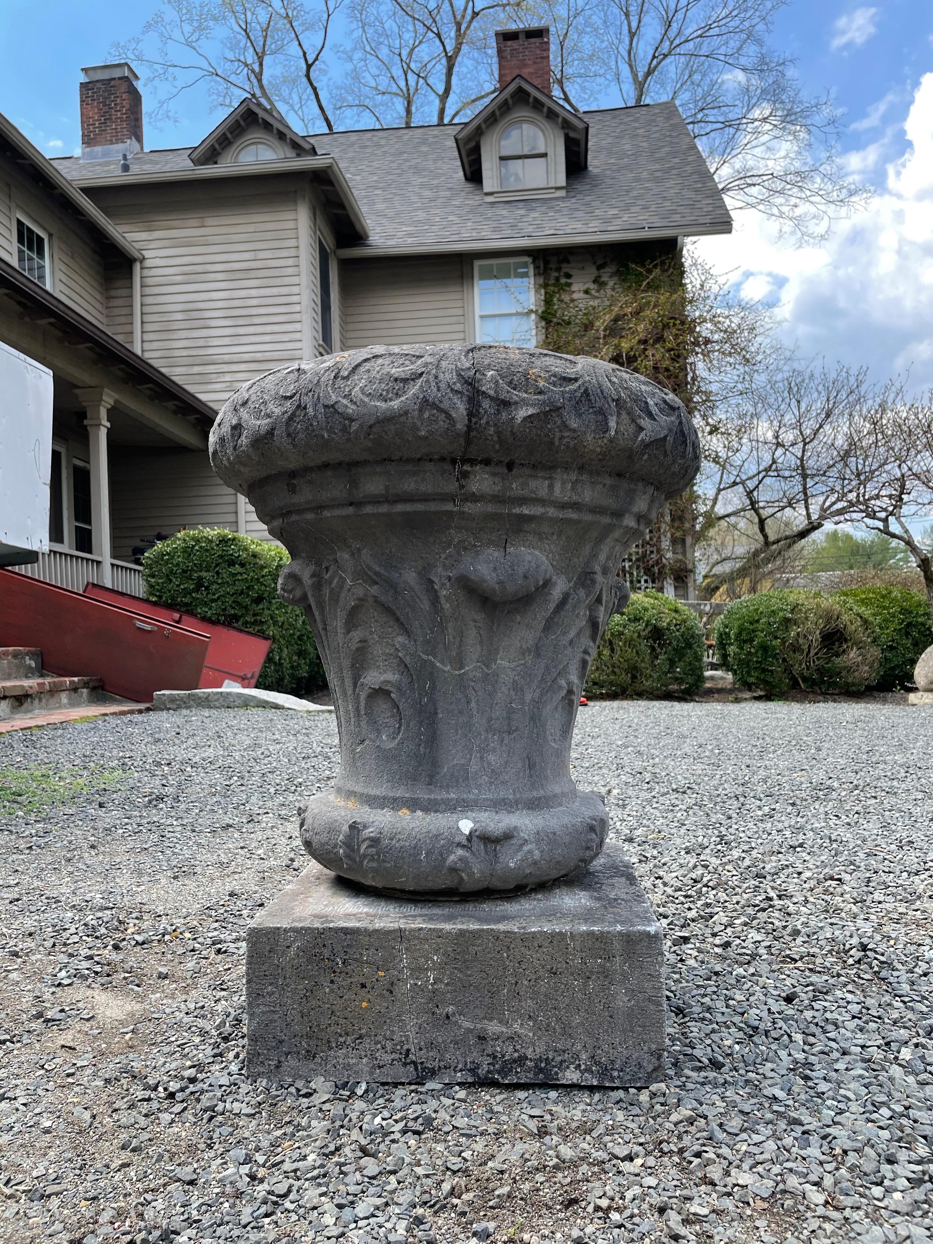 Hand-Carved Heavily-Carved 18th C Belgian Bluestone Table Base