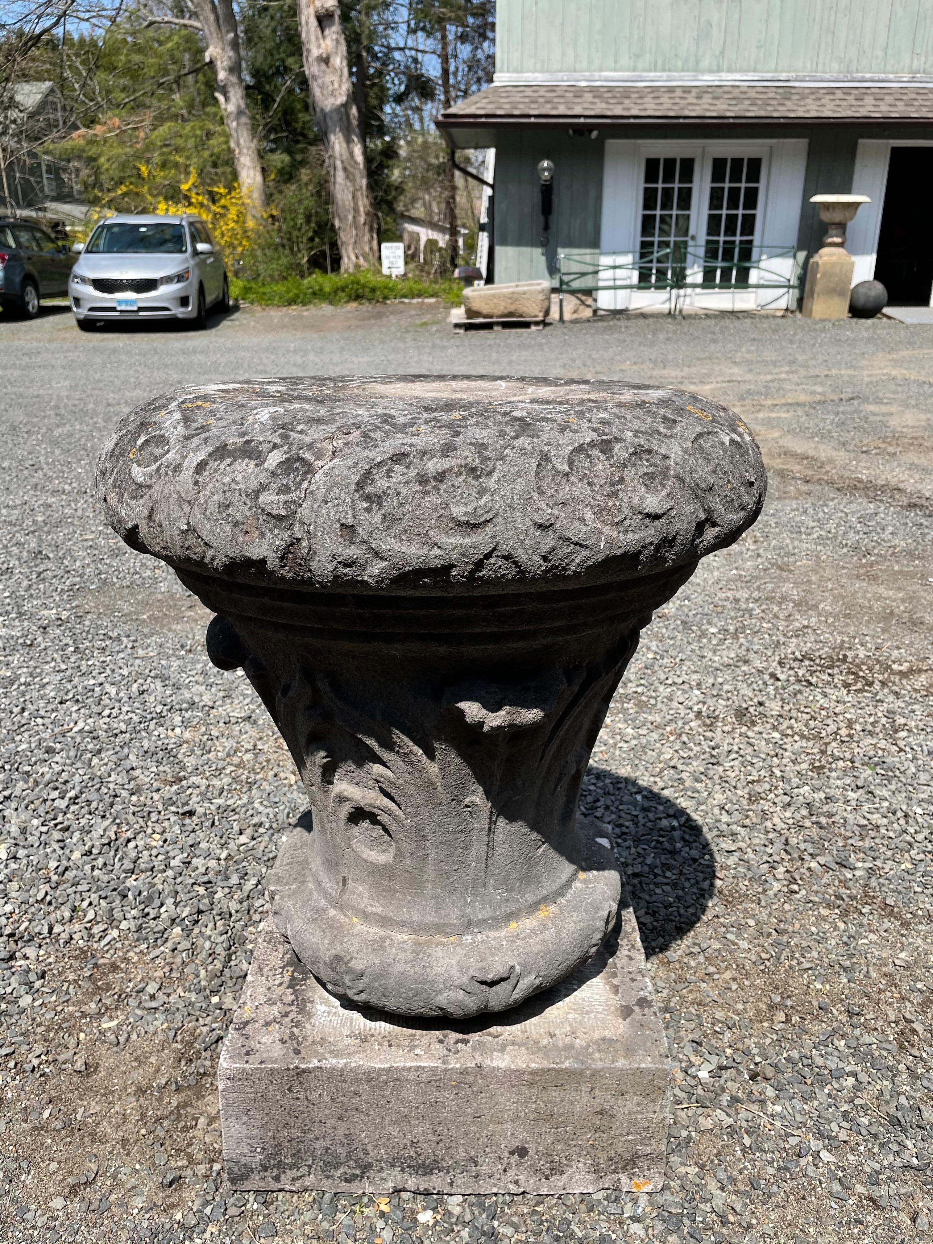 Heavily-Carved 18th C Belgian Bluestone Table Base 3