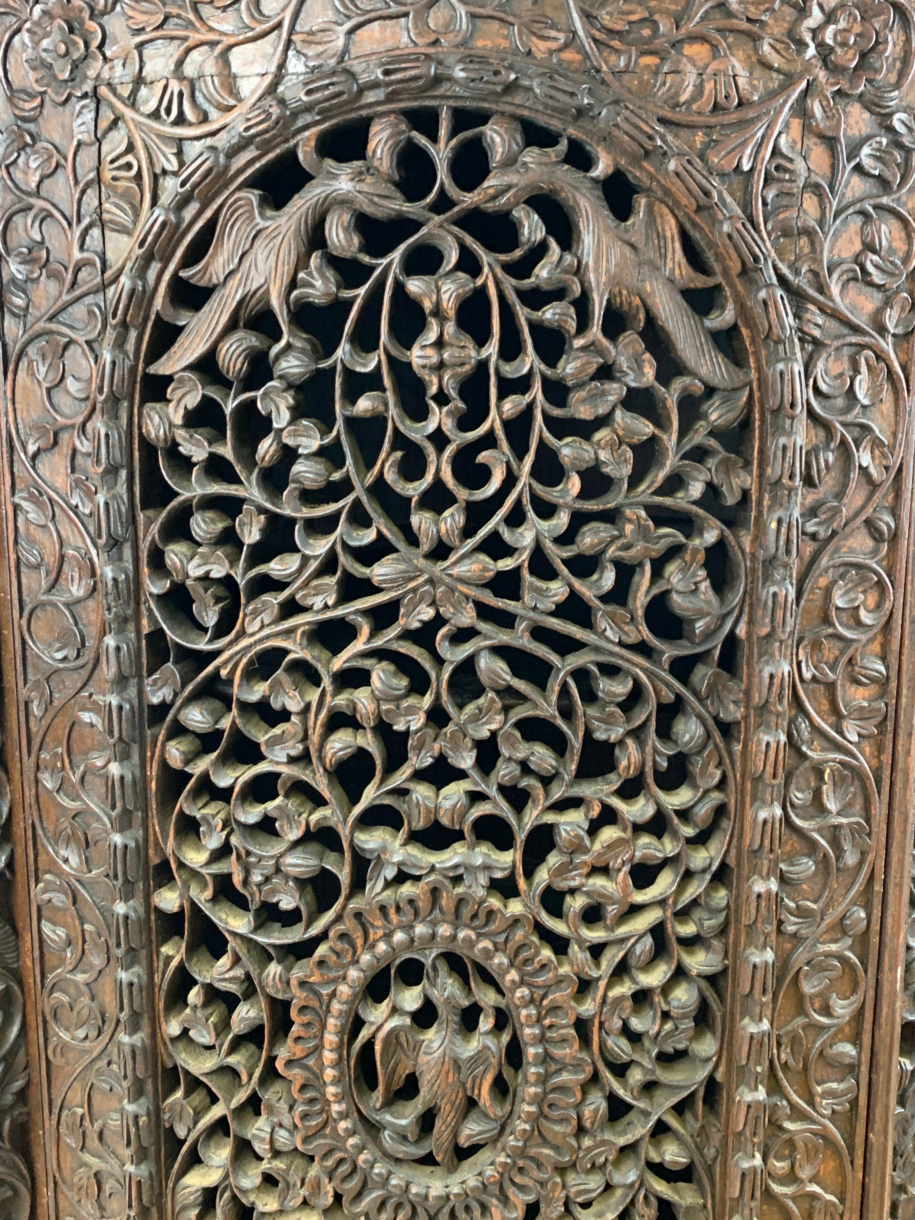 Heavily Carved Anglo Indian Corner Cabinet For Sale 7