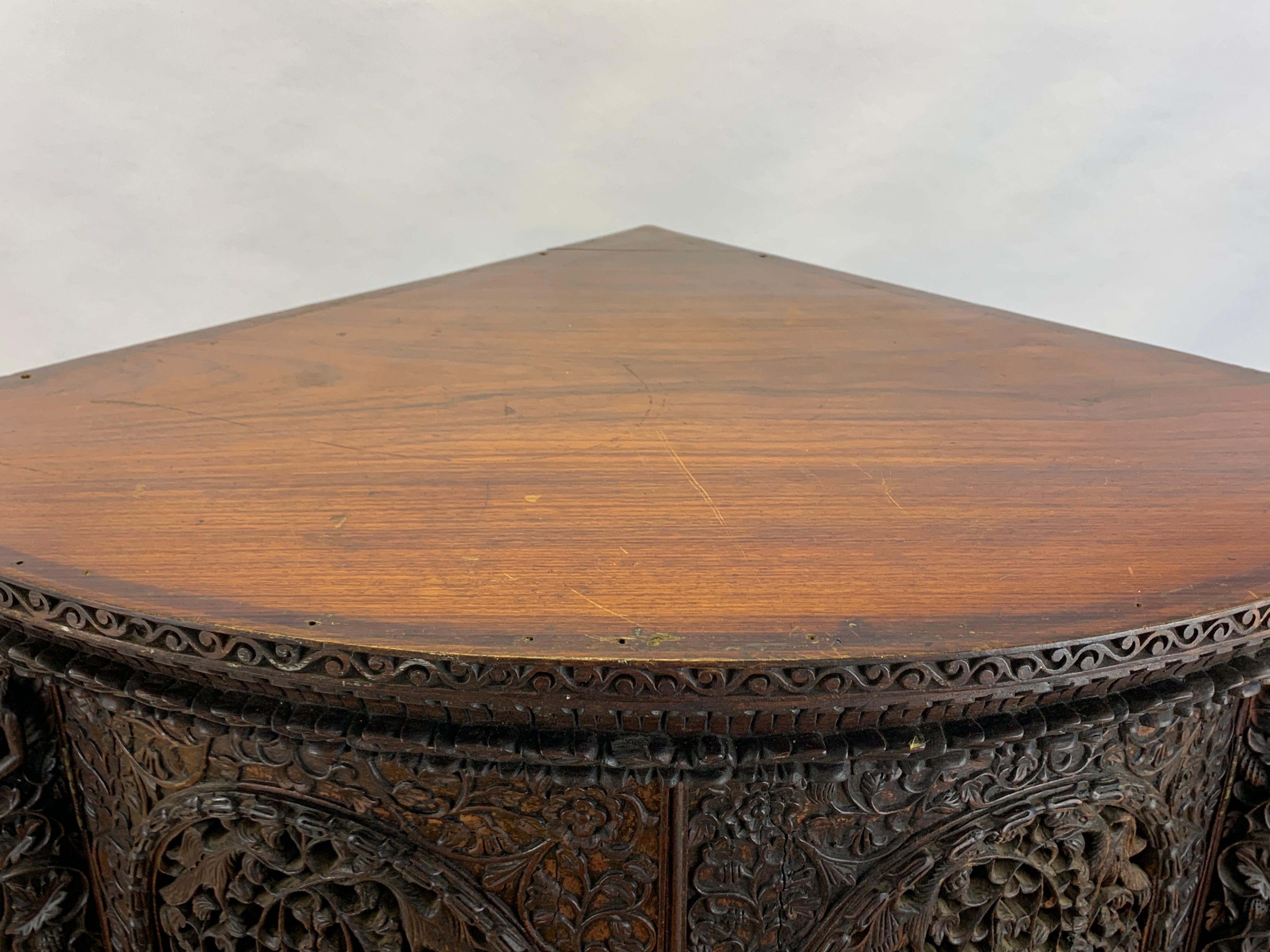 Heavily Carved Anglo Indian Corner Cabinet For Sale 8