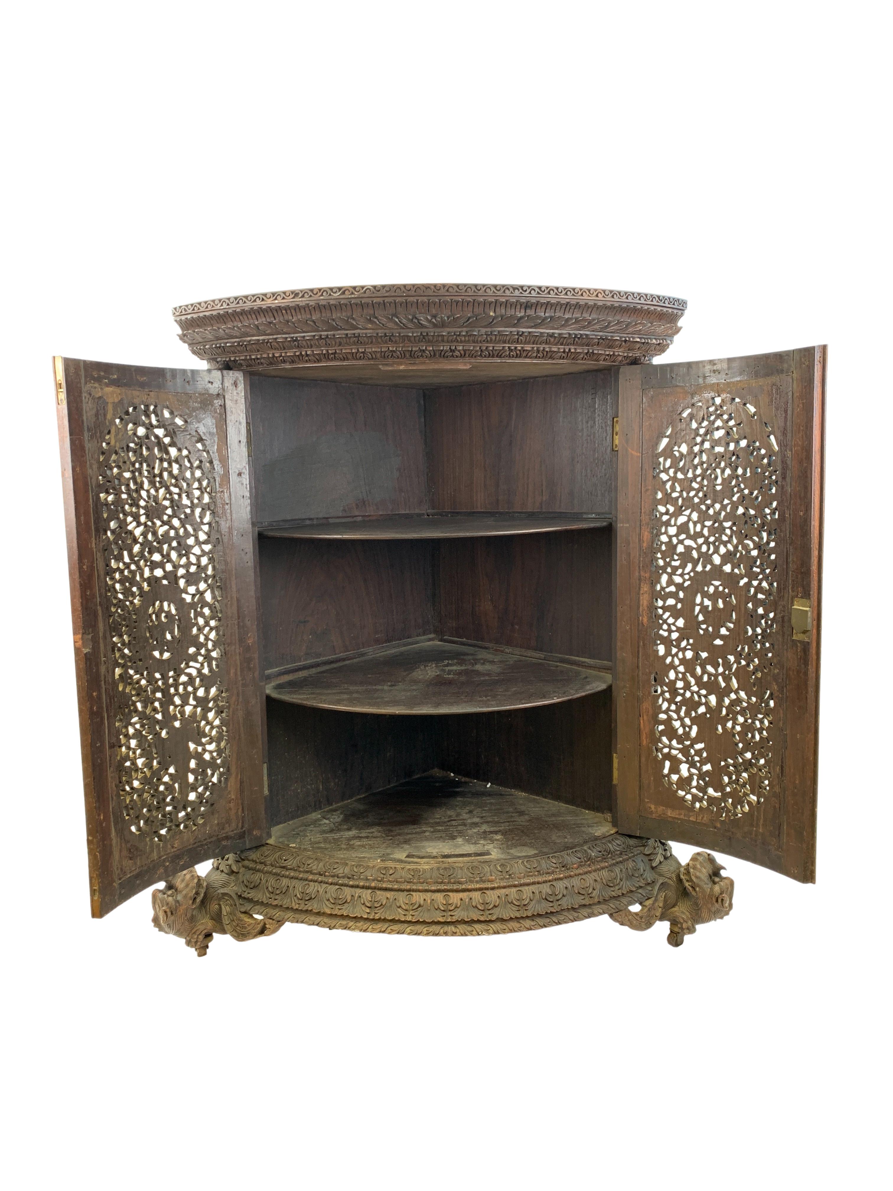 Heavily Carved Anglo Indian Corner Cabinet For Sale 10