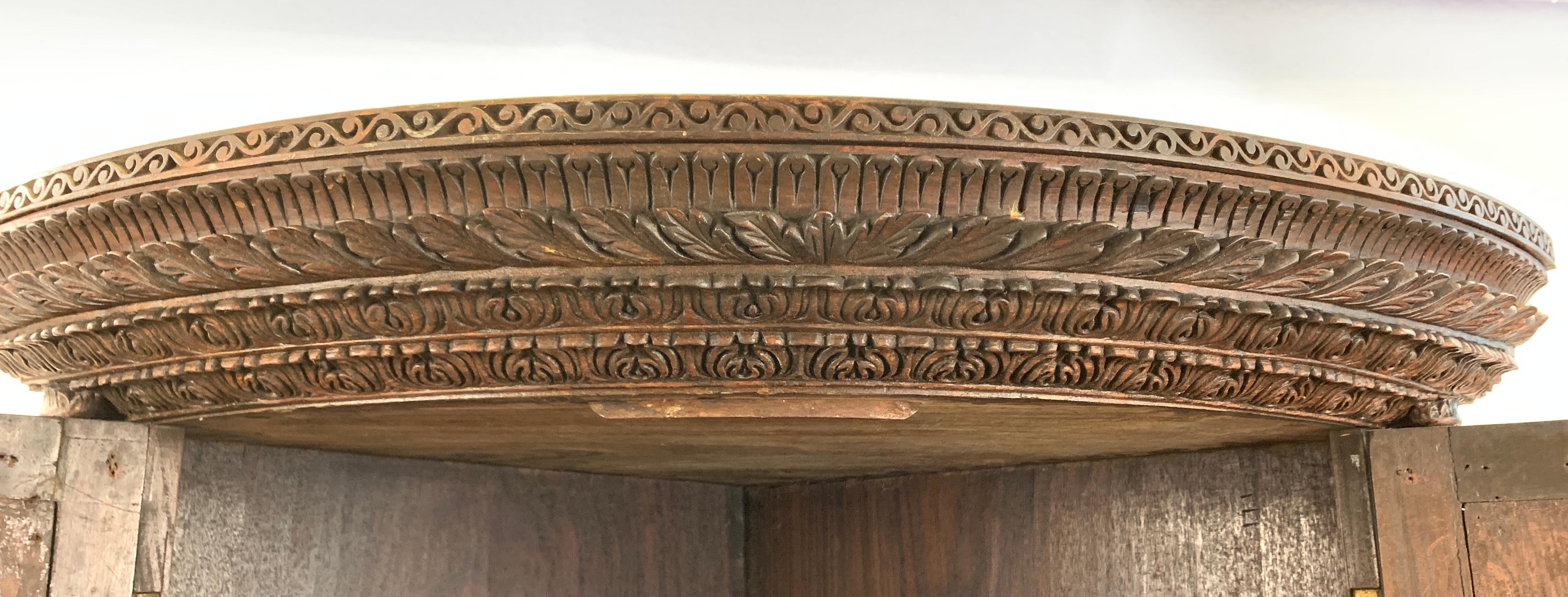 Heavily Carved Anglo Indian Corner Cabinet For Sale 11