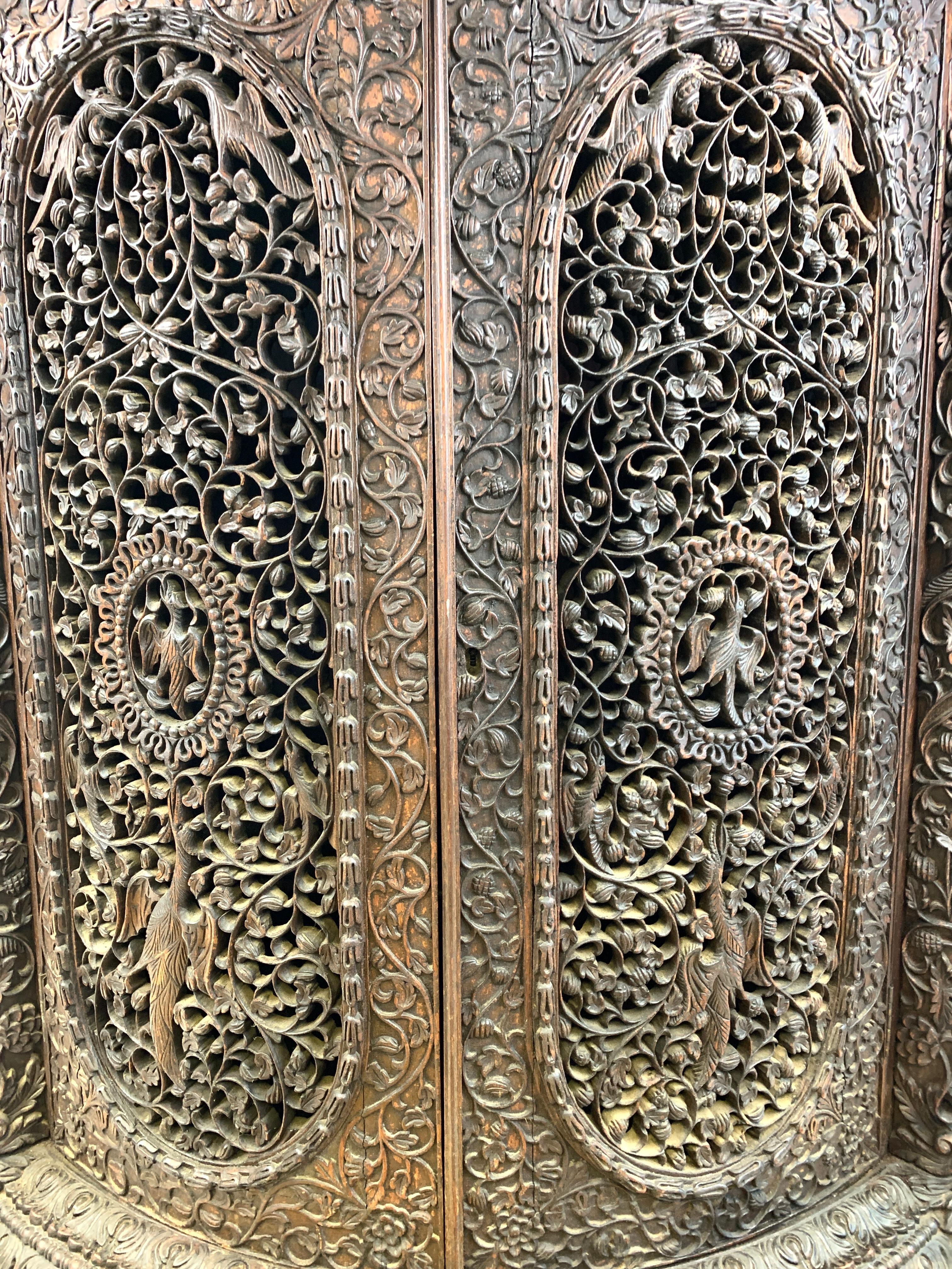 Heavily Carved Anglo Indian Corner Cabinet For Sale 3