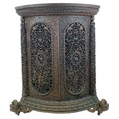 Heavily Carved Anglo Indian Corner Cabinet