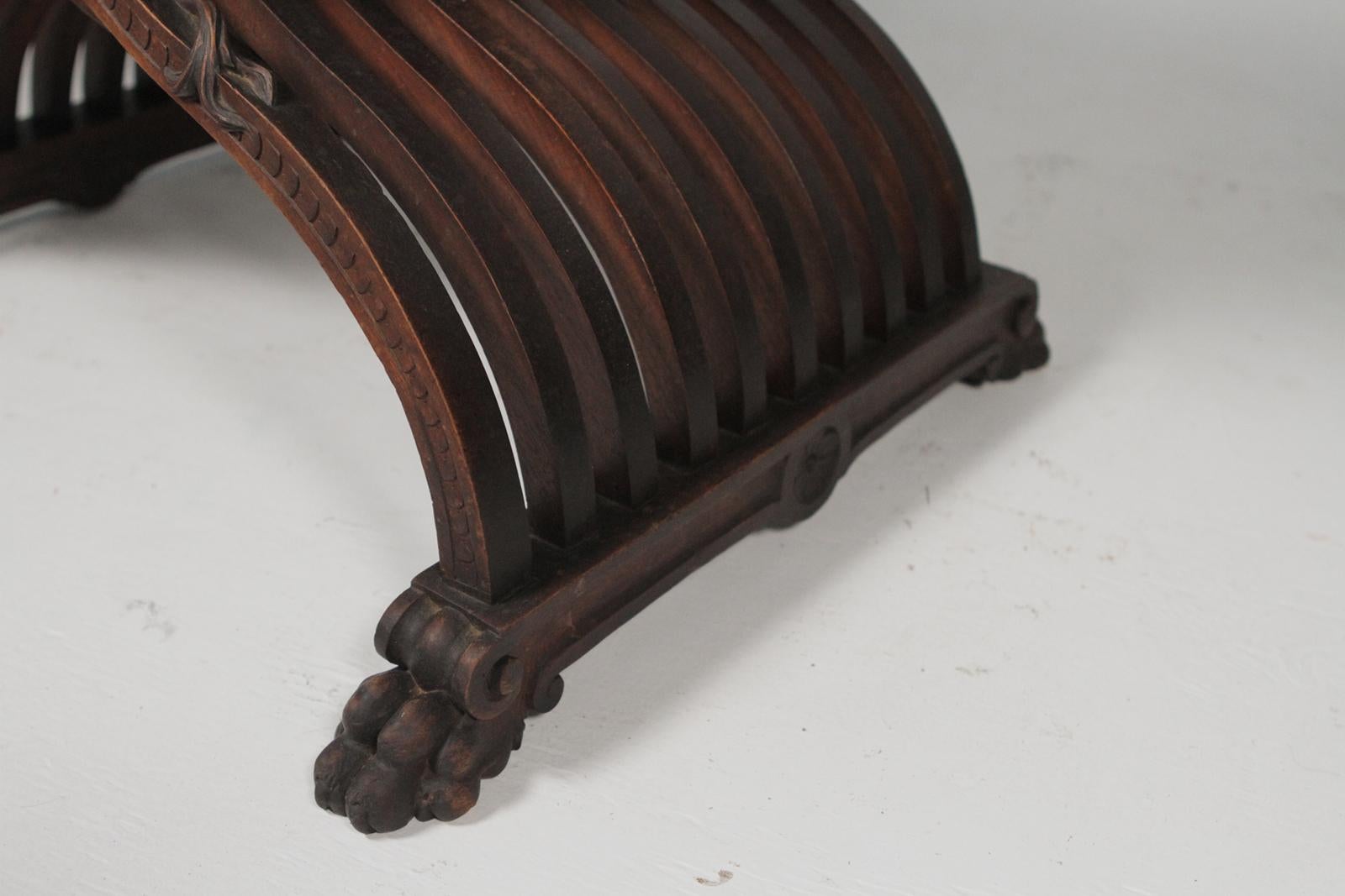 Heavily Carved Campaign Chair, circa 1890s 4