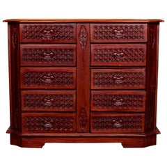 Heavily Carved Chinese Chest of Drawers Commode