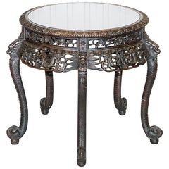 Heavily Carved Chinese Dragon Occasional Centre Table Black Ebonised Finish