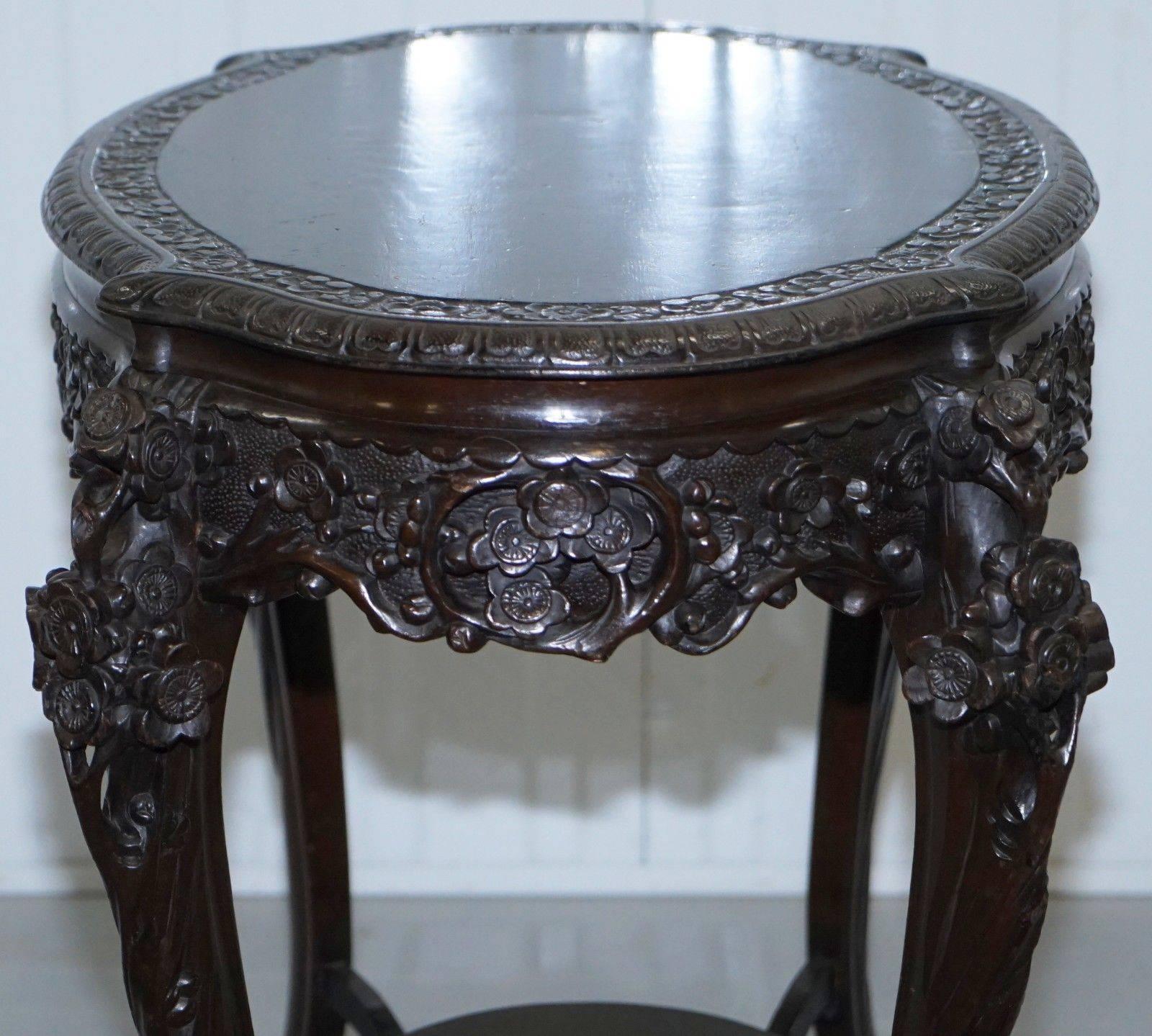 Heavily Carved Chinese Export Occasional Centre Table Black Lacquered Finish For Sale 2