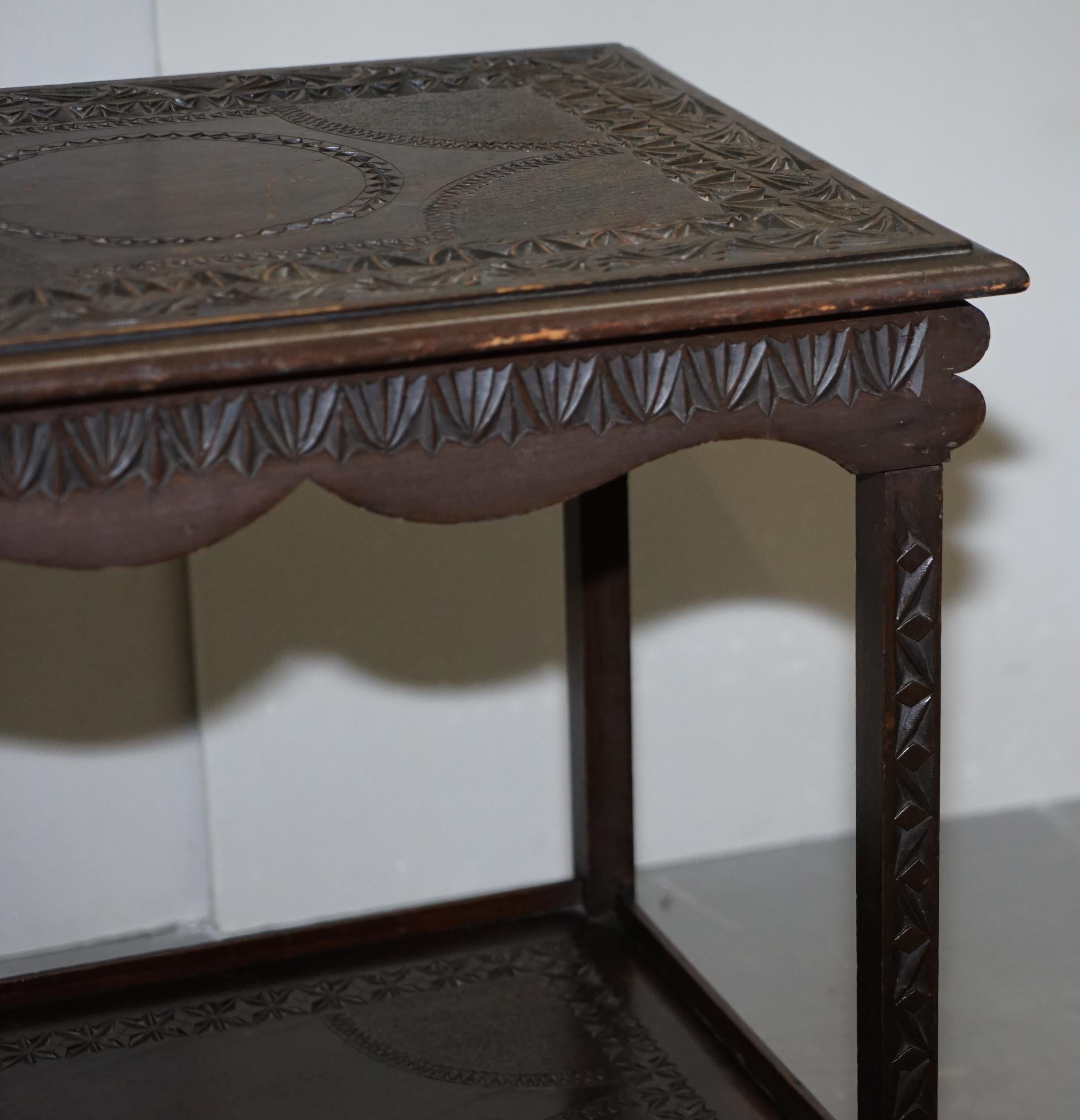 Stark geschnitzt circa 1880-1900 Anglo Indian Occasional Silver Tea Table Must See im Angebot 3