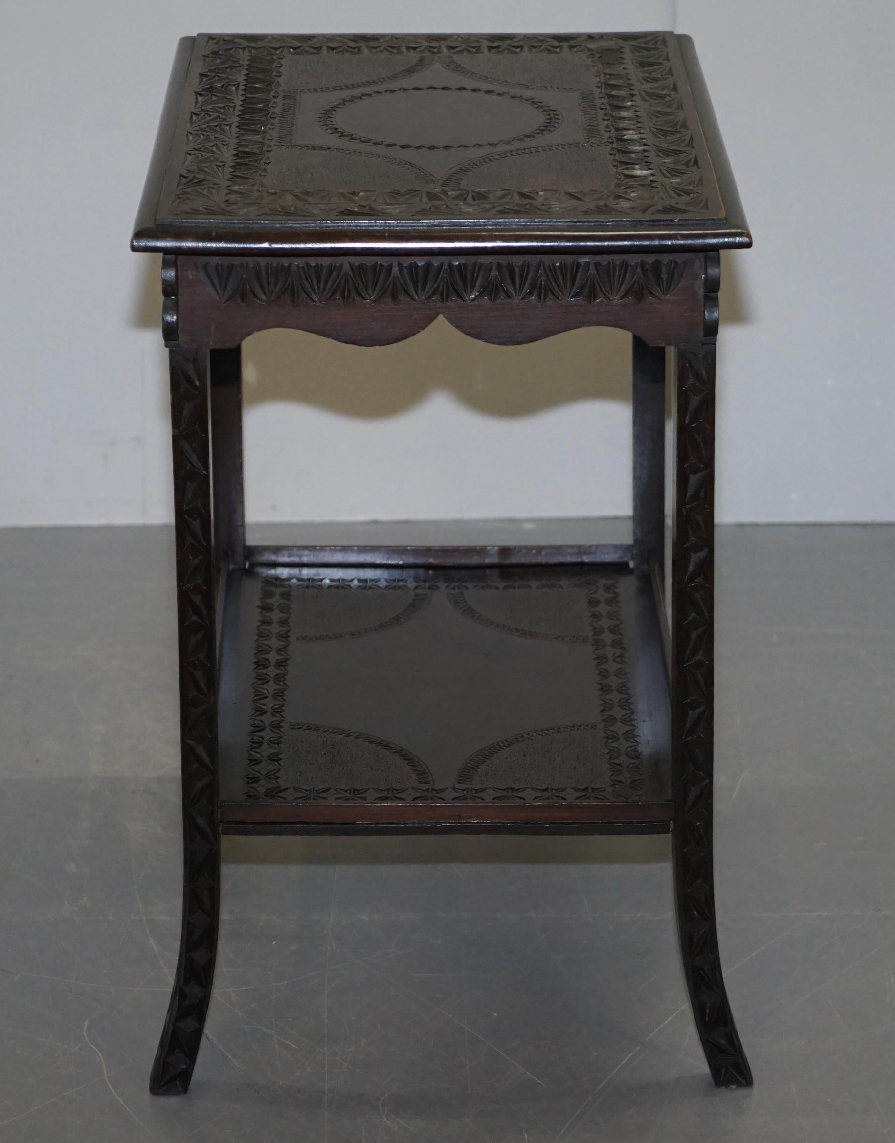 Stark geschnitzt circa 1880-1900 Anglo Indian Occasional Silver Tea Table Must See im Angebot 6