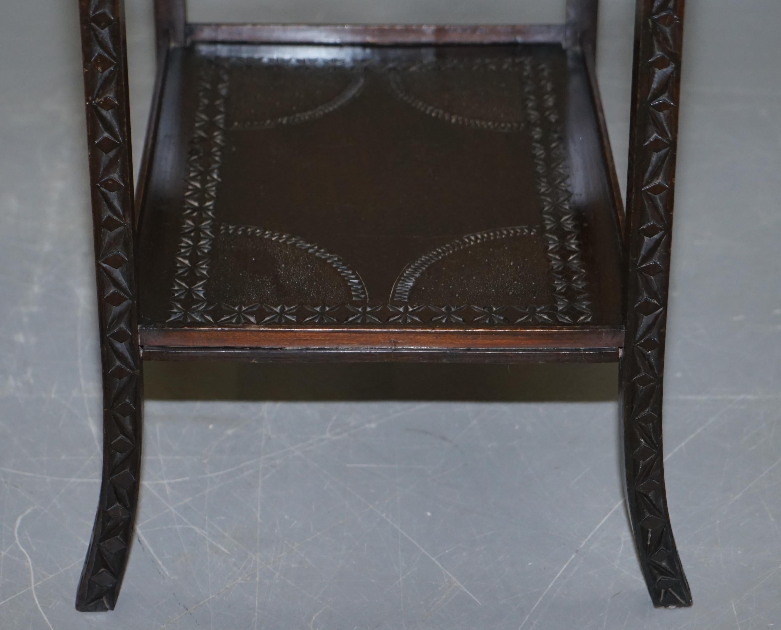 Heavily Carved circa 1880-1900 Anglo Indian Occasional Silver Tea Table Must See 7