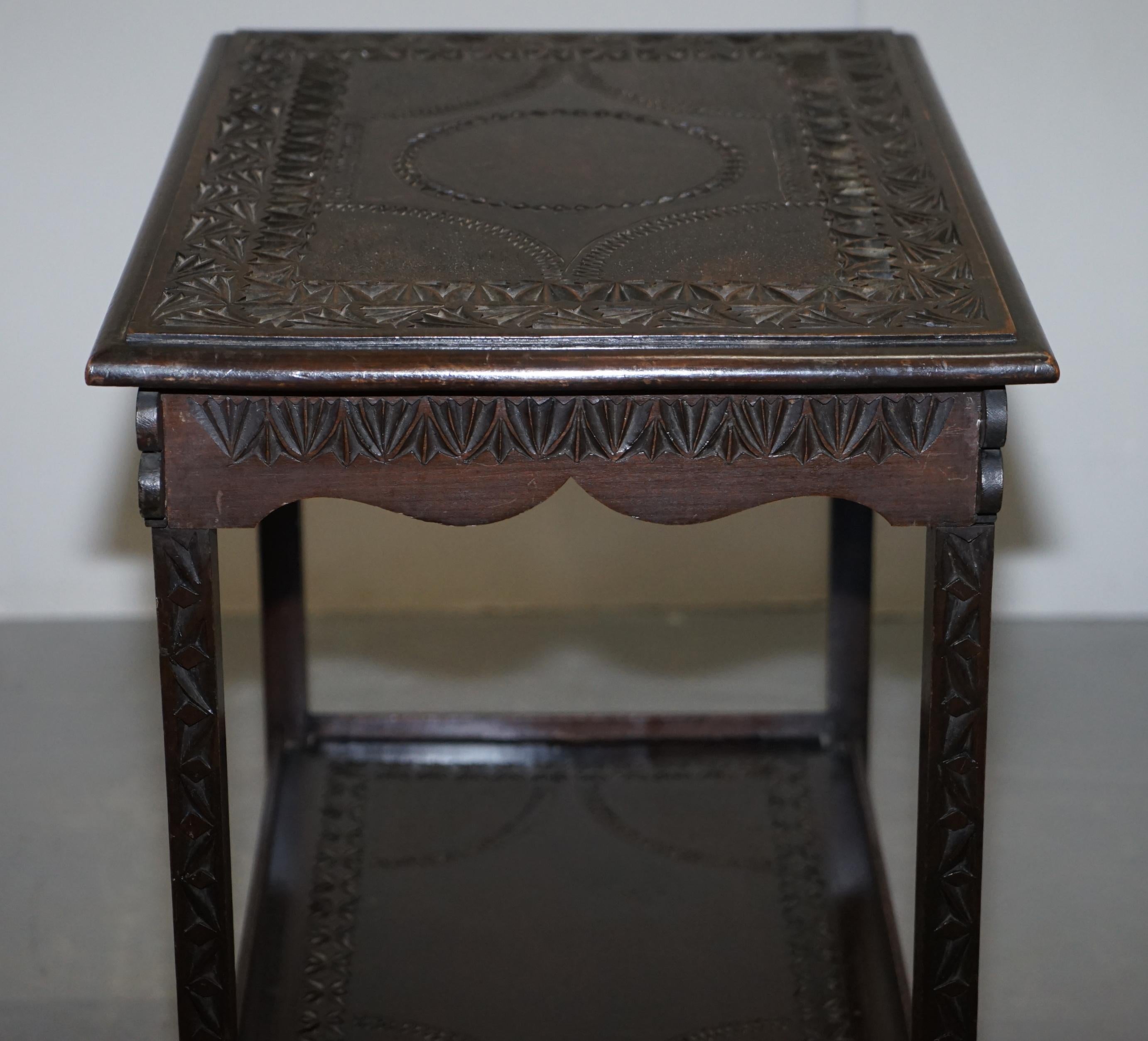 Heavily Carved circa 1880-1900 Anglo Indian Occasional Silver Tea Table Must See 8