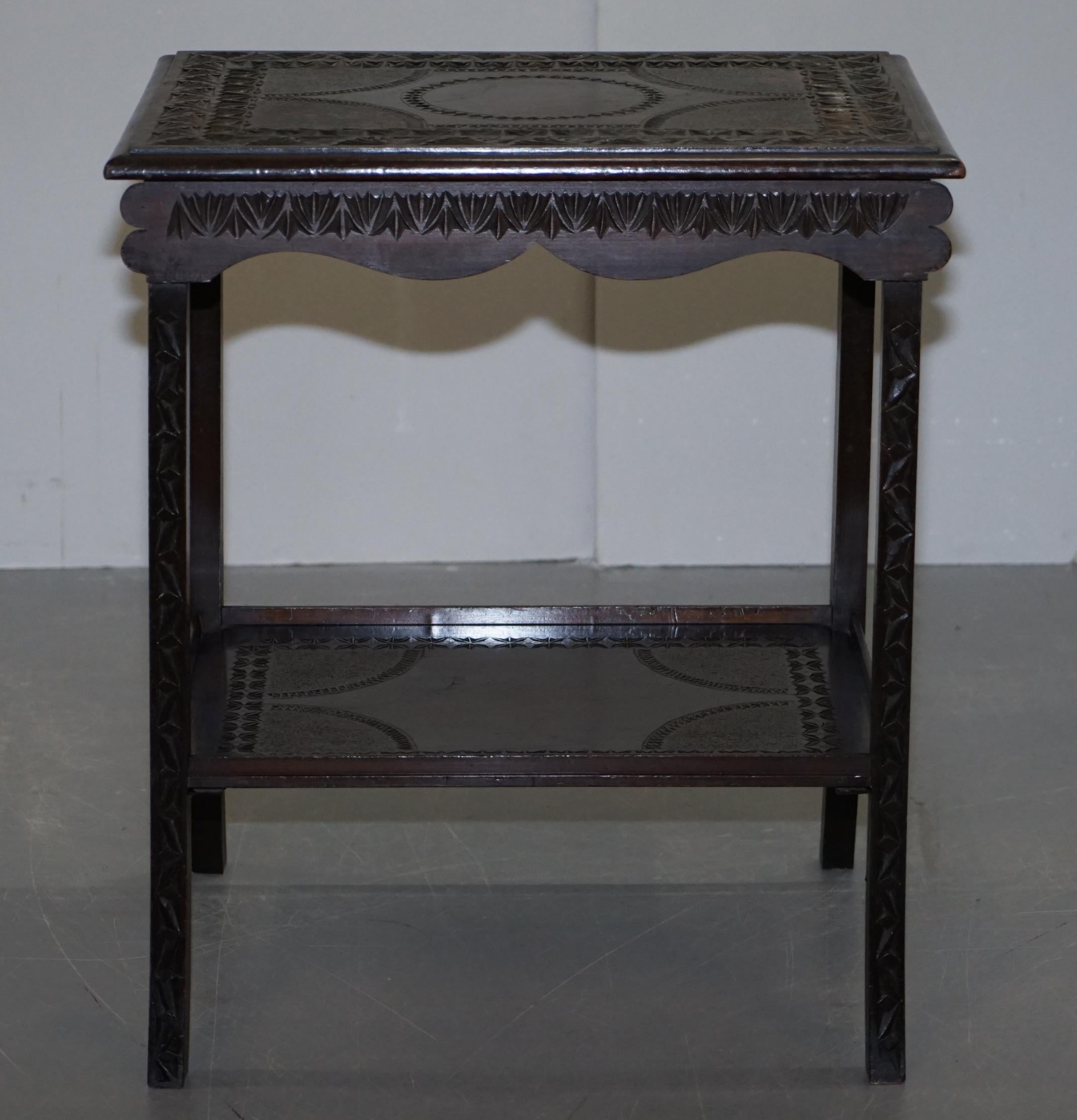 Stark geschnitzt circa 1880-1900 Anglo Indian Occasional Silver Tea Table Must See im Angebot 9