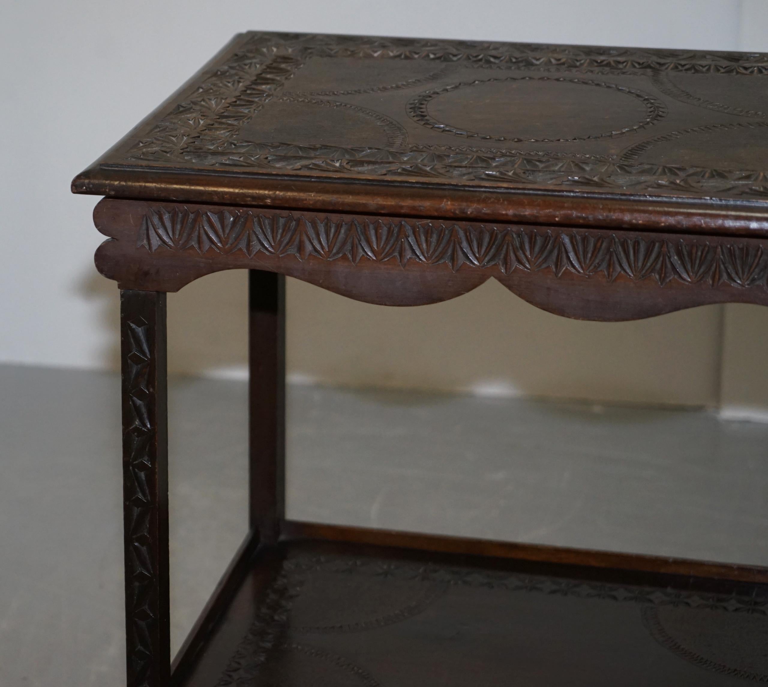 Stark geschnitzt circa 1880-1900 Anglo Indian Occasional Silver Tea Table Must See im Angebot 10