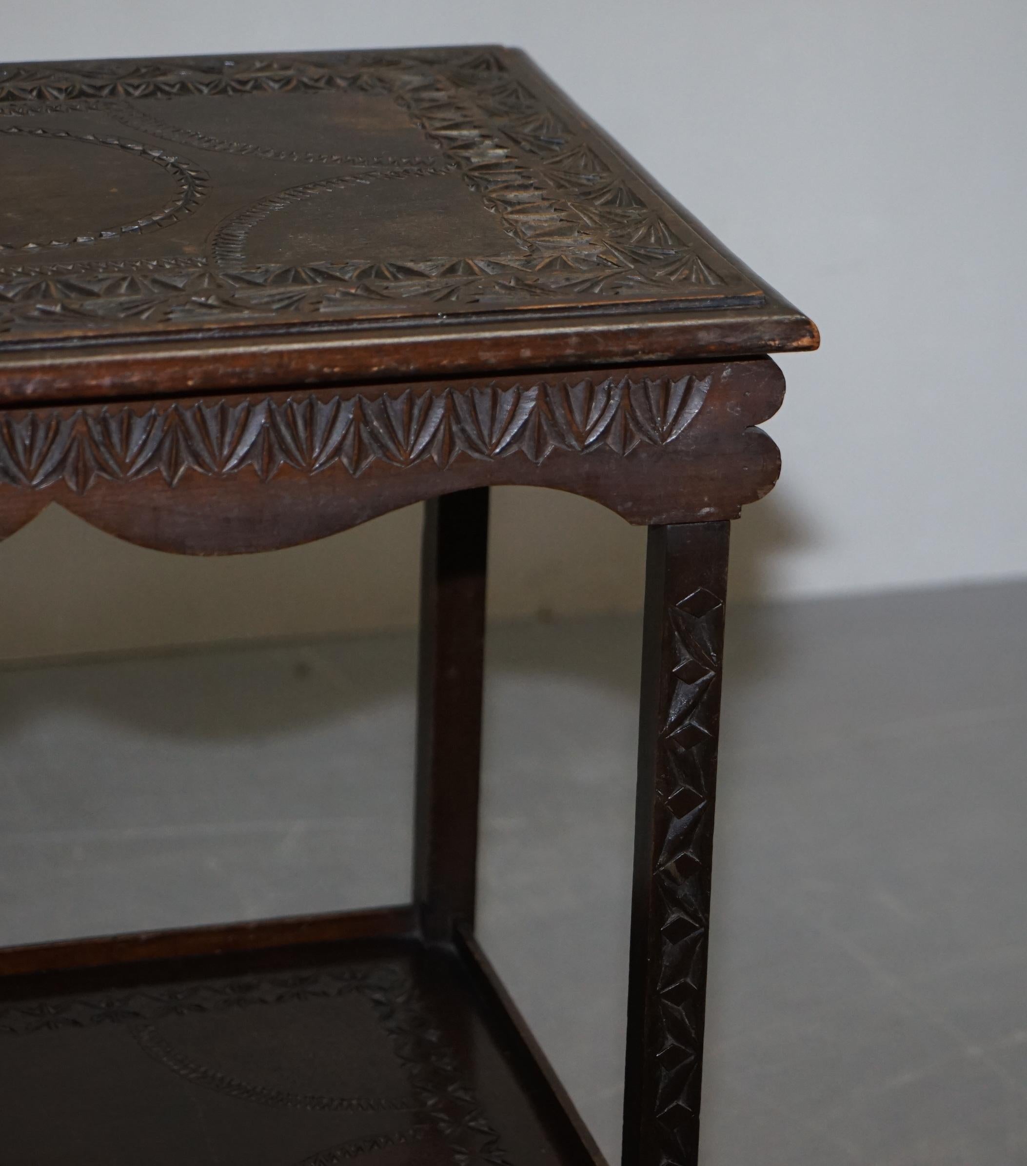 Heavily Carved circa 1880-1900 Anglo Indian Occasional Silver Tea Table Must See For Sale 12