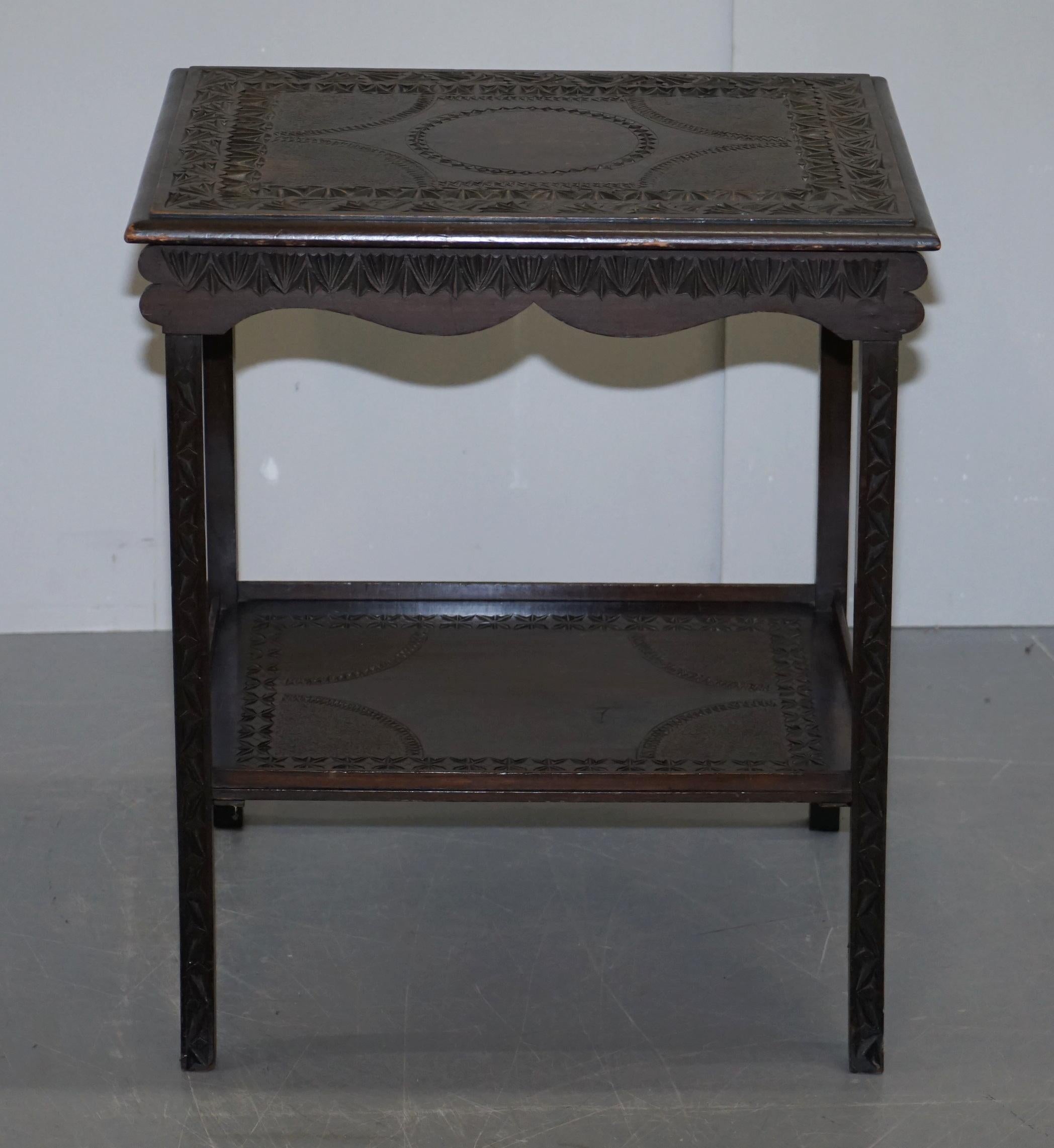 We are delighted to offer for sale this very nice circa 1880-1900 Anglo Indian heavily carved occasional silver or tea table

A good looking and well made piece, it has been ornately carved from top to bottom and is in very fine order