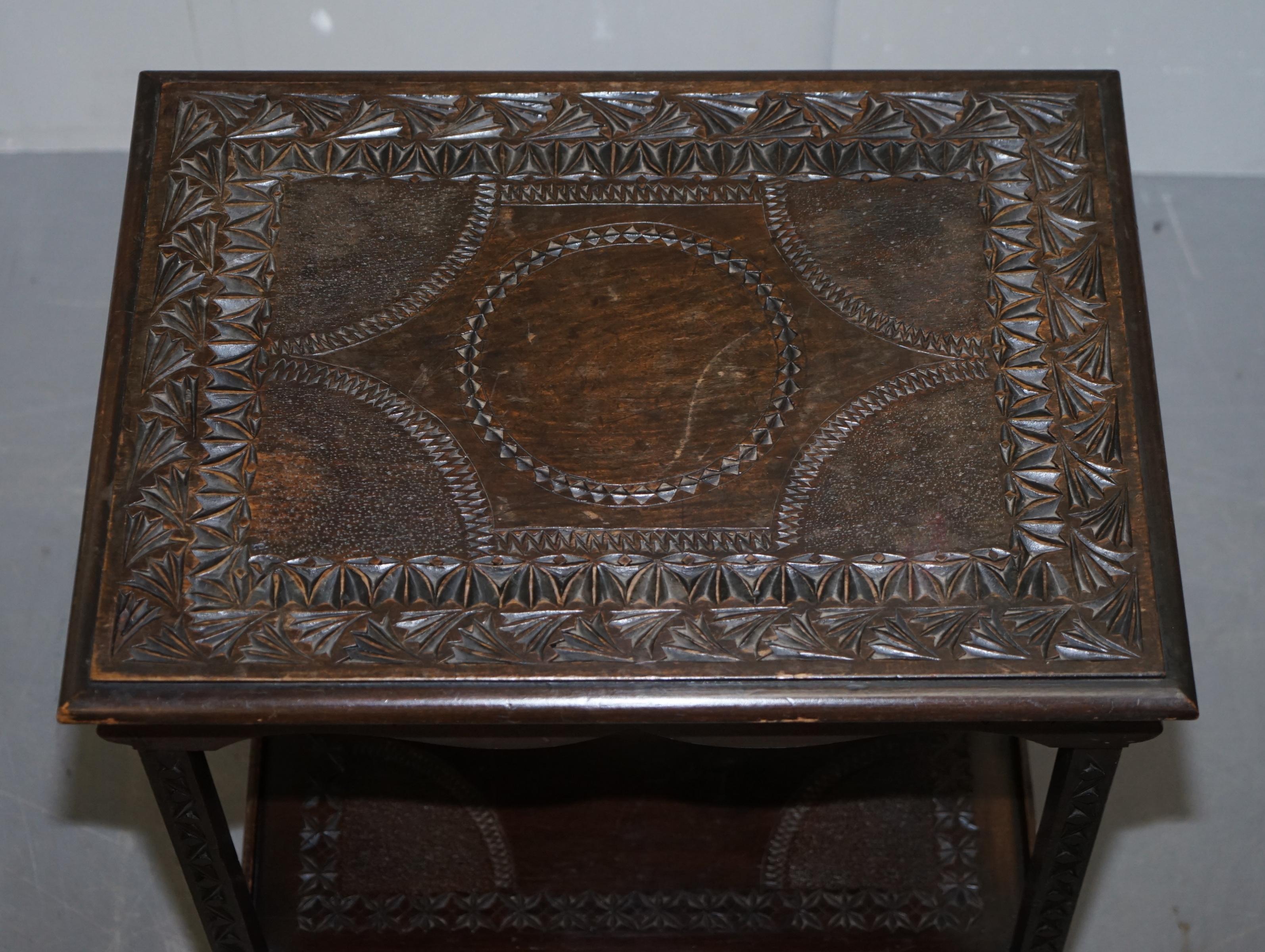 Hand-Crafted Heavily Carved circa 1880-1900 Anglo Indian Occasional Silver Tea Table Must See For Sale