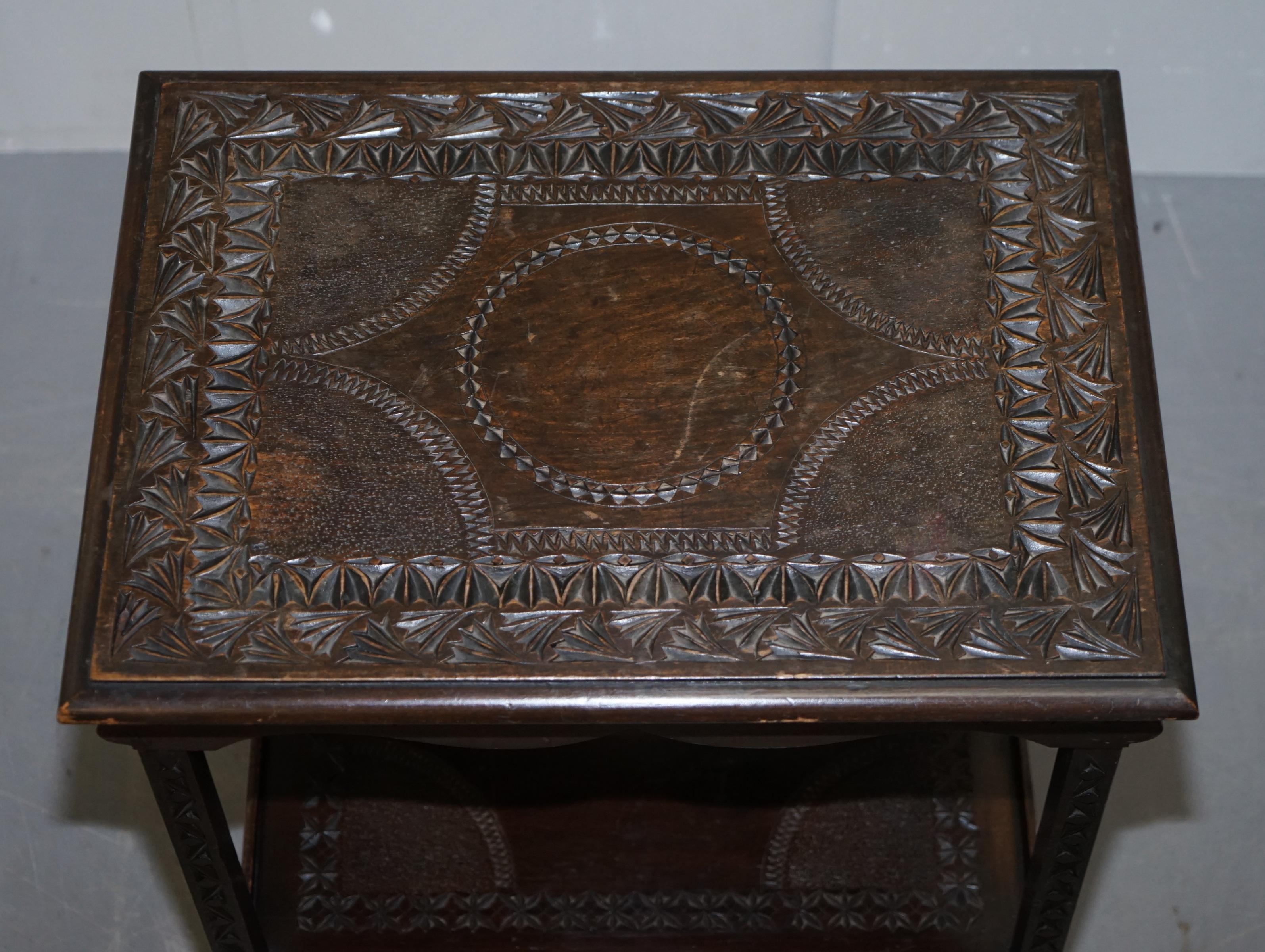 Hand-Crafted Heavily Carved circa 1880-1900 Anglo Indian Occasional Silver Tea Table Must See