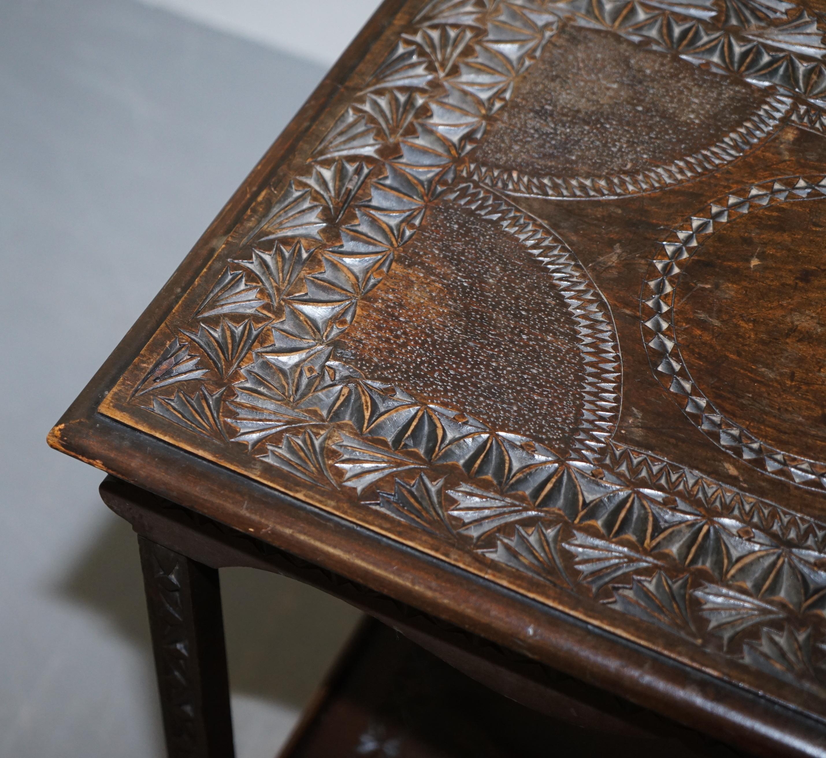 Stark geschnitzt circa 1880-1900 Anglo Indian Occasional Silver Tea Table Must See (Handgefertigt) im Angebot