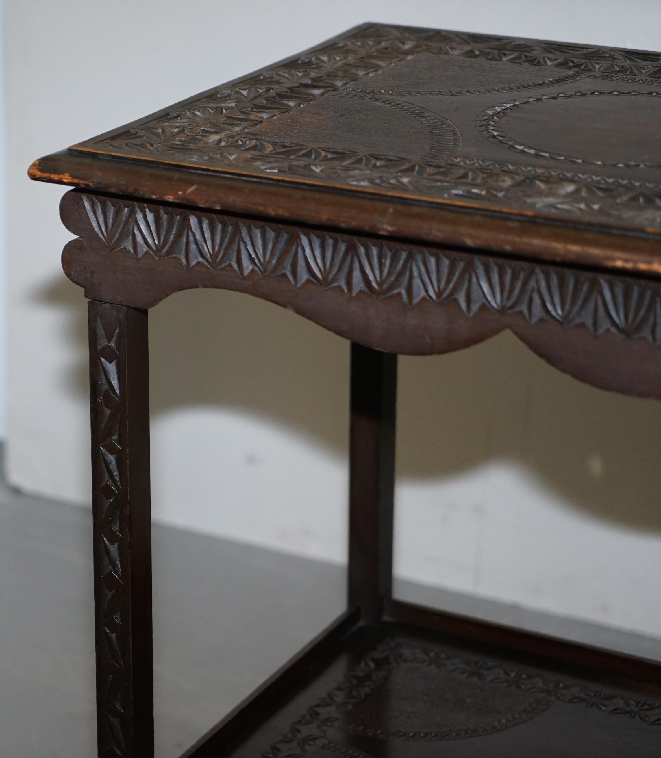 Heavily Carved circa 1880-1900 Anglo Indian Occasional Silver Tea Table Must See For Sale 3