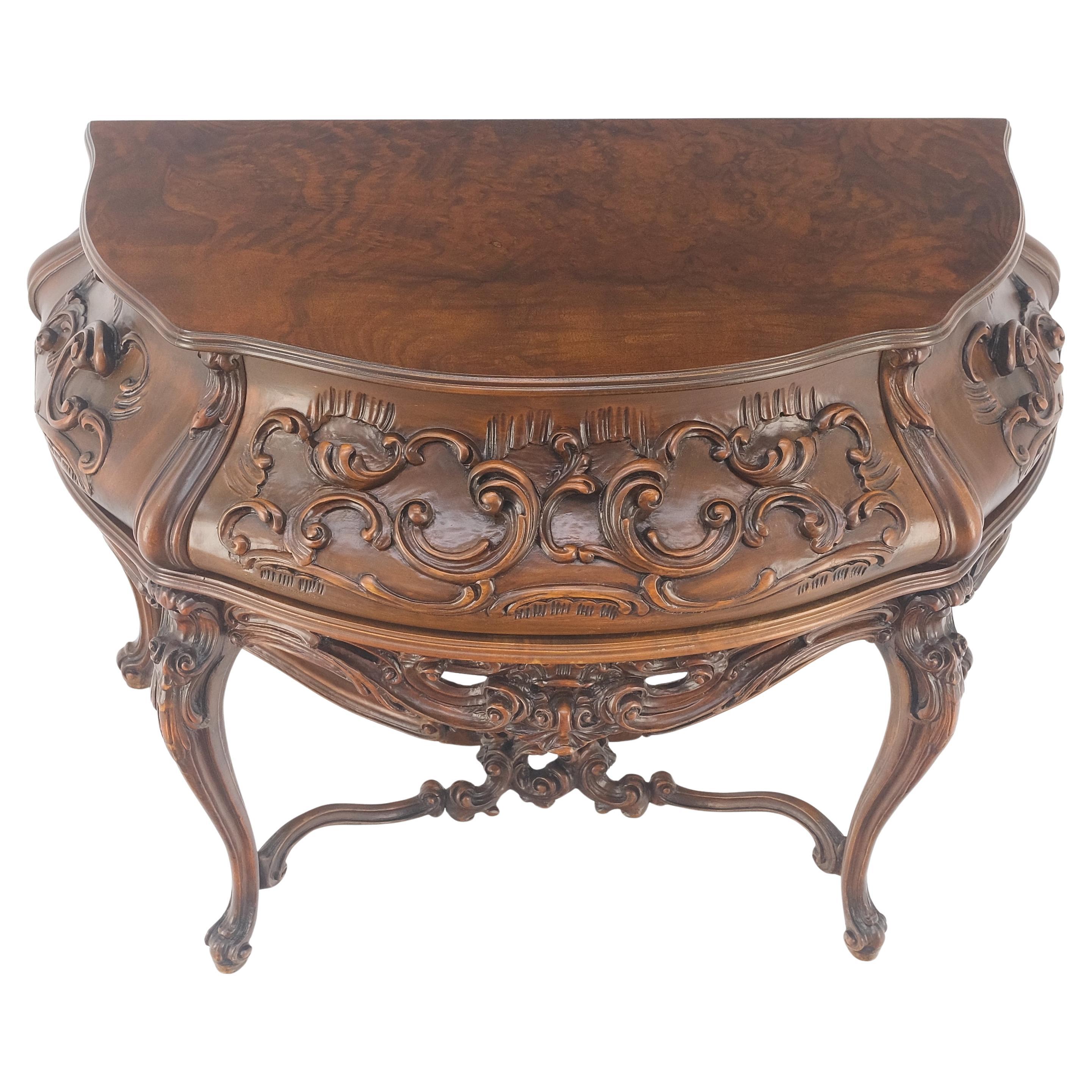 Table console décorative Demi Lune style Bombay en ronce de noyer MINT