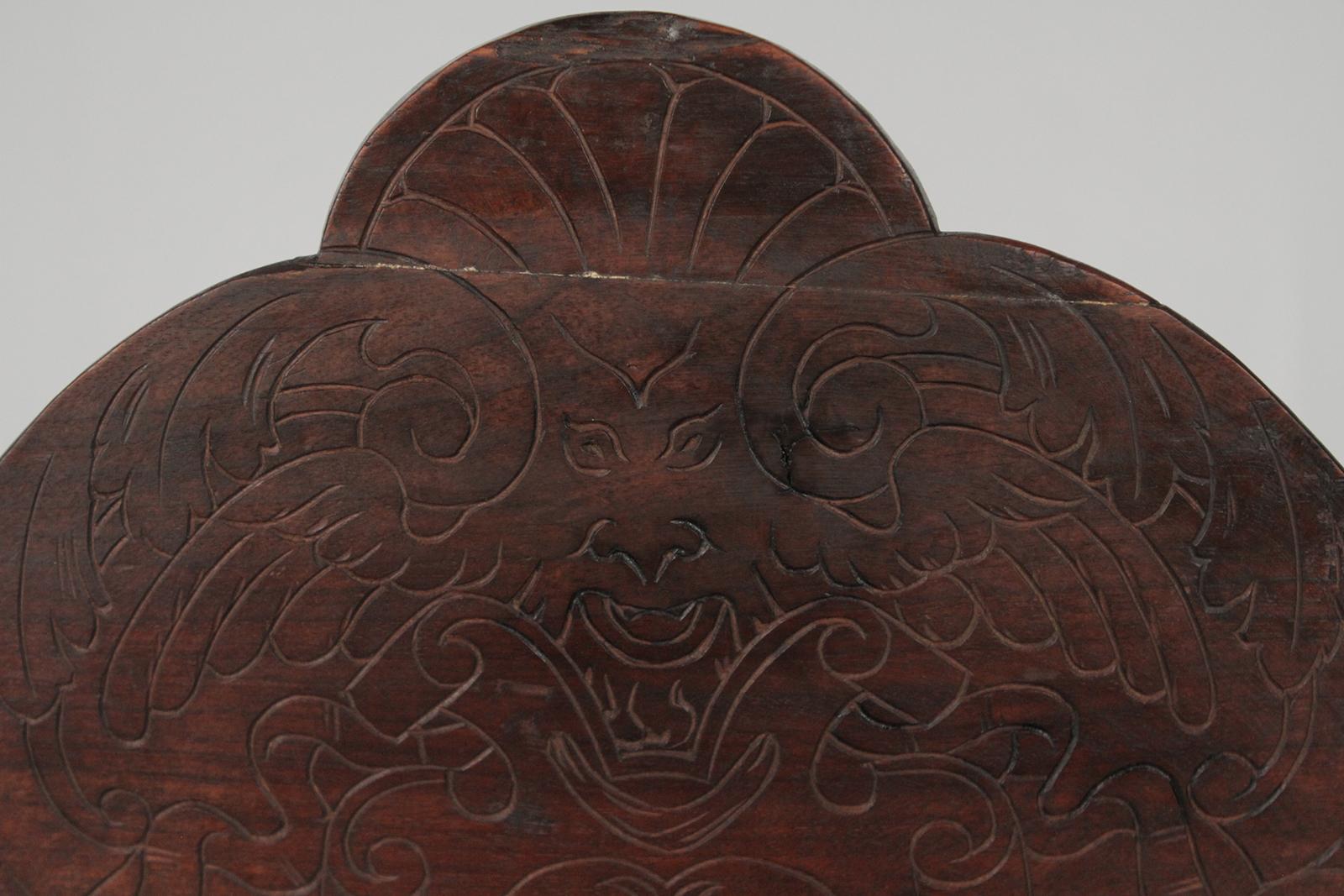 Heavily Carved Figural Campaign Chair, Lions, Cherubs, Dragons, circa 1890 For Sale 5