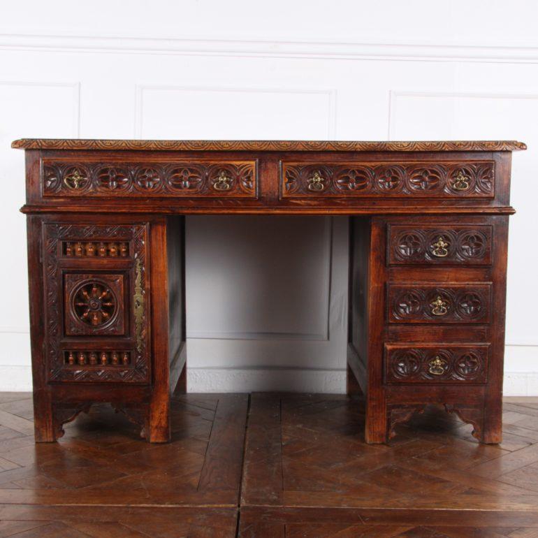 Heavily Carved French Oak Desk 5