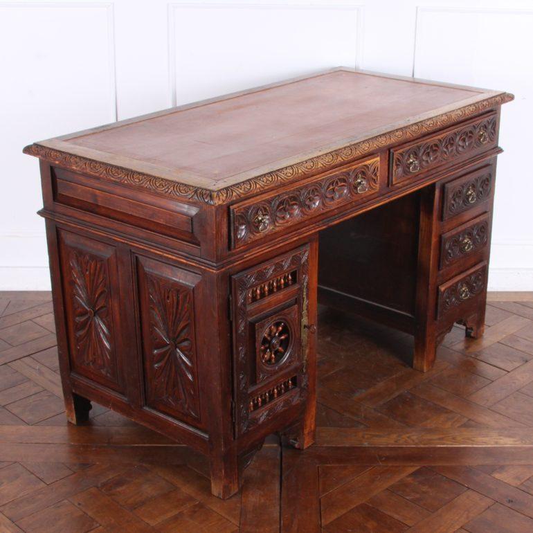 Hand-Carved Heavily Carved French Oak Desk