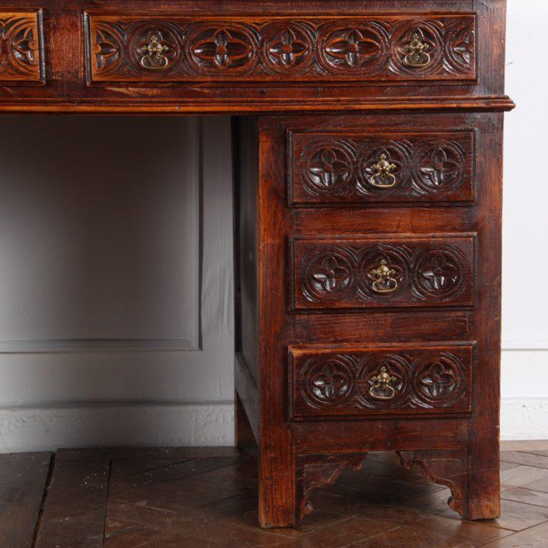 19th Century Heavily Carved French Oak Desk