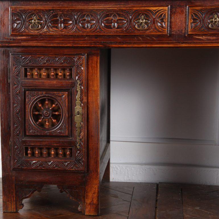 Heavily Carved French Oak Desk 1