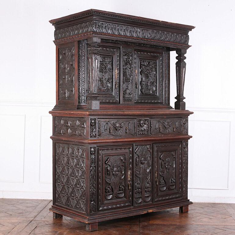 Heavily Carved French Renaissance Buffet Hutch For Sale 1