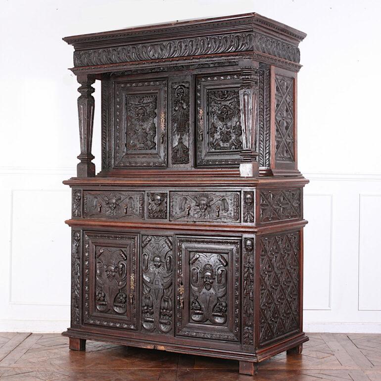 Heavily Carved French Renaissance Buffet Hutch For Sale 2