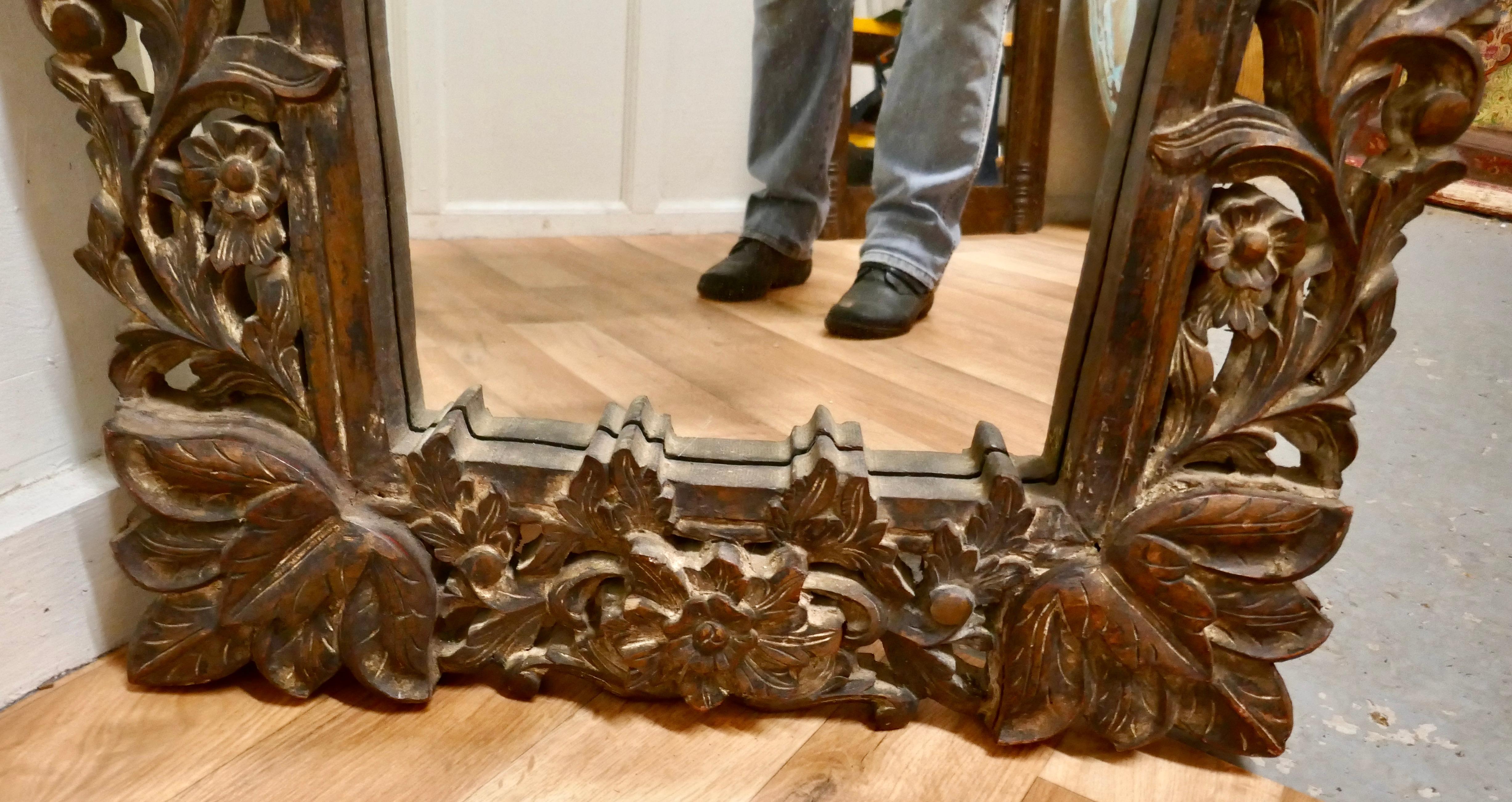 Heavily Carved Fruitwood Mirror In Good Condition For Sale In Chillerton, Isle of Wight