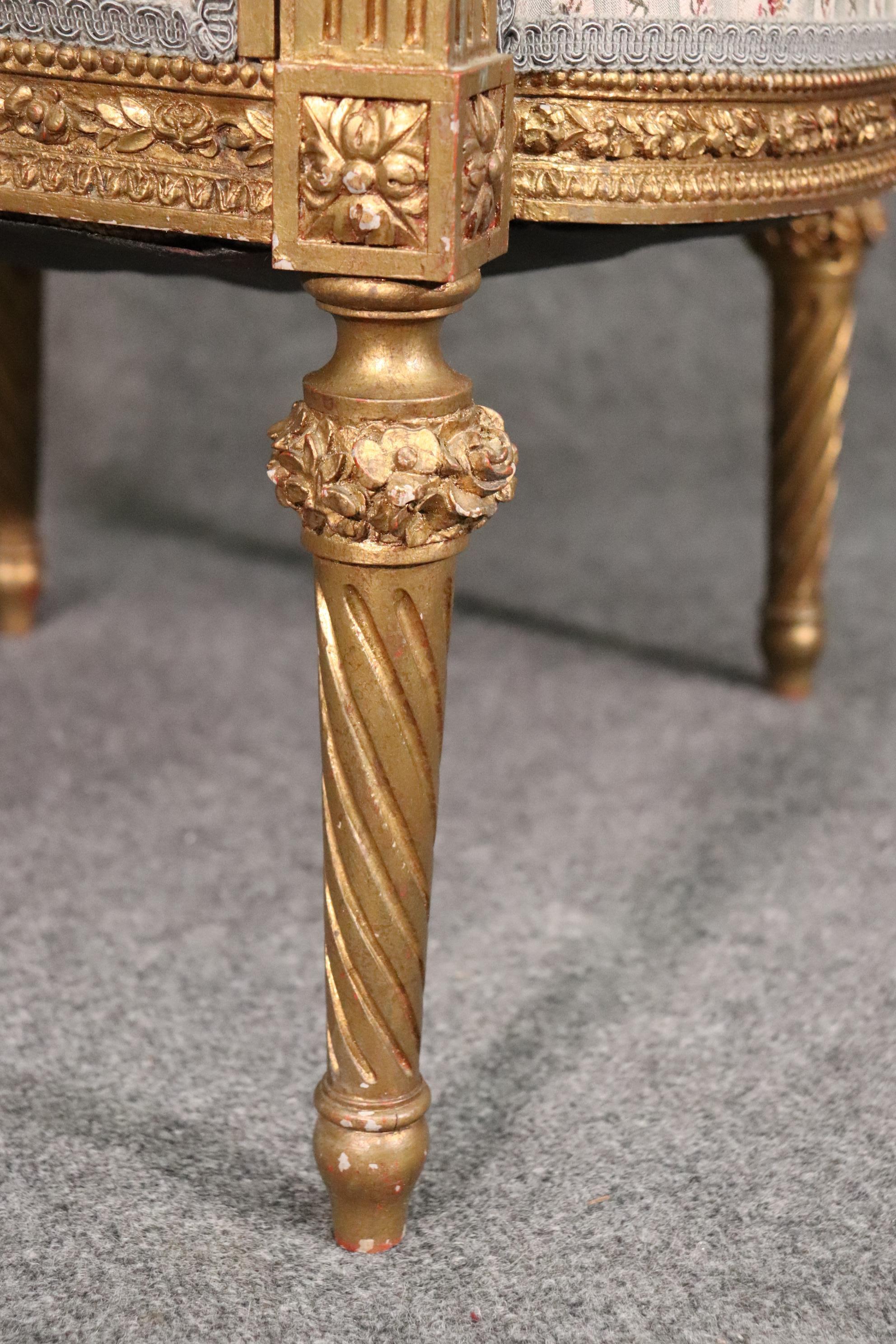 Heavily Carved Gilded French Louis XVI Bergere Chair Circa 1890 6