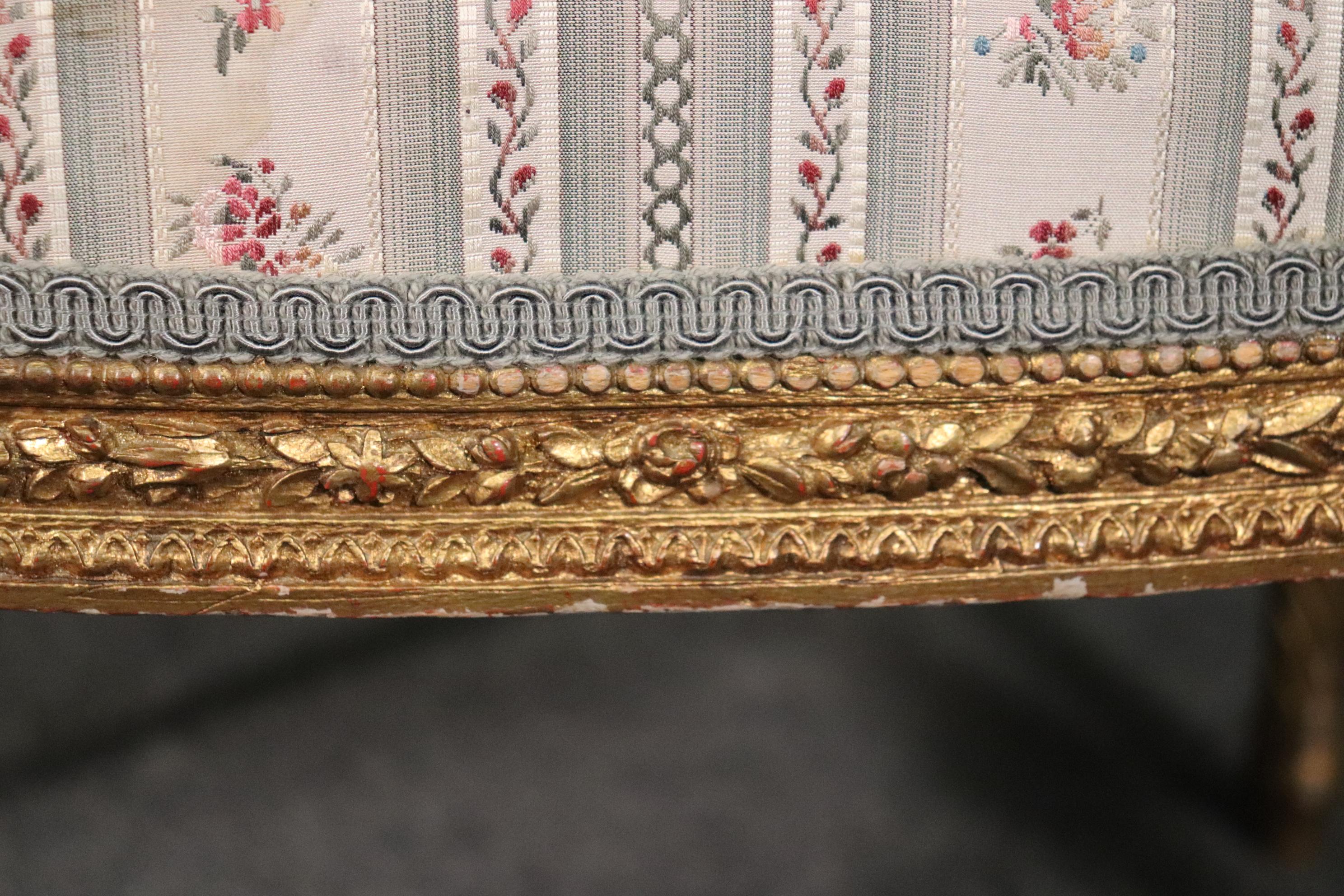 Heavily Carved Gilded French Louis XVI Bergere Chair Circa 1890 10