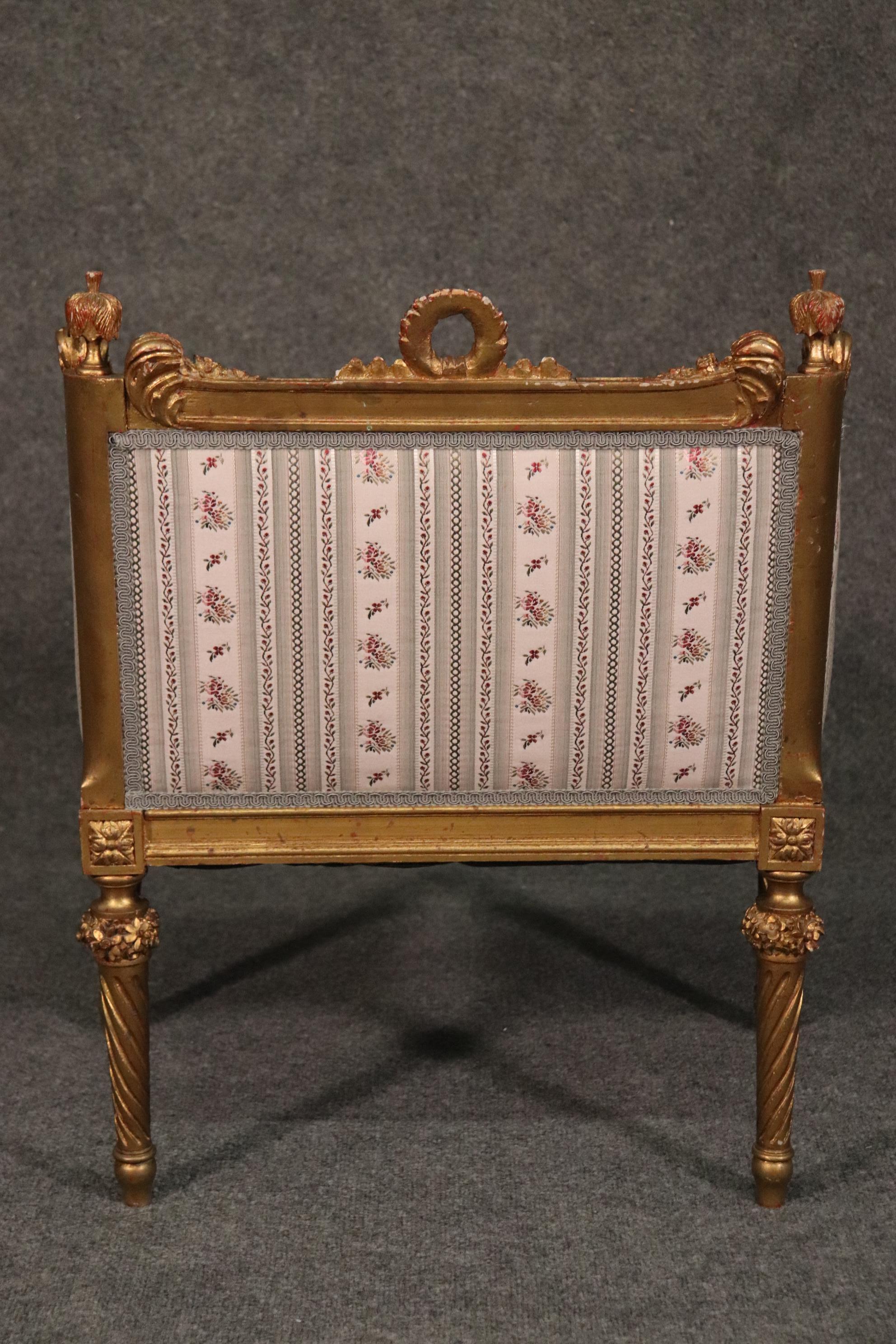 Beech Heavily Carved Gilded French Louis XVI Bergere Chair Circa 1890