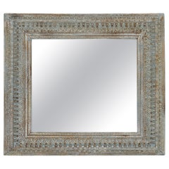 Heavily Carved Hand Painted Large Vintage Overmatnle Wall Mirror
