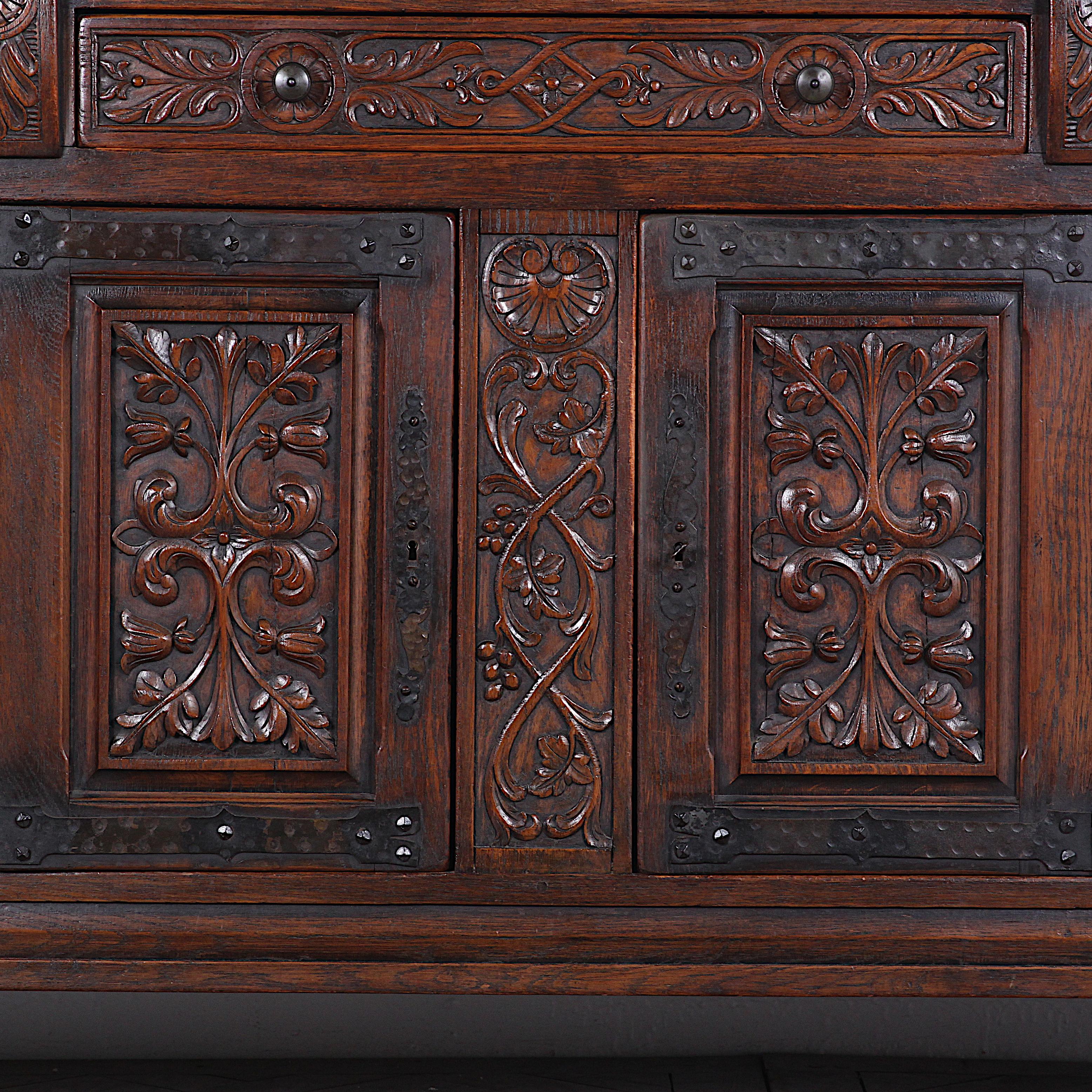 Renaissance Revival Heavily Carved Impressive Oak Buffet